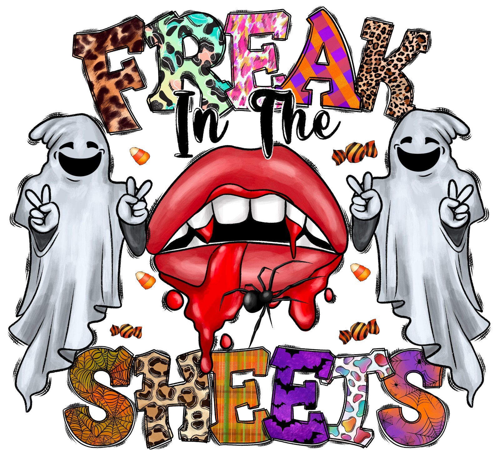 Halloween Freak in the Sheets Tee Shirt Unisex Tee Big and Tall or Small Street