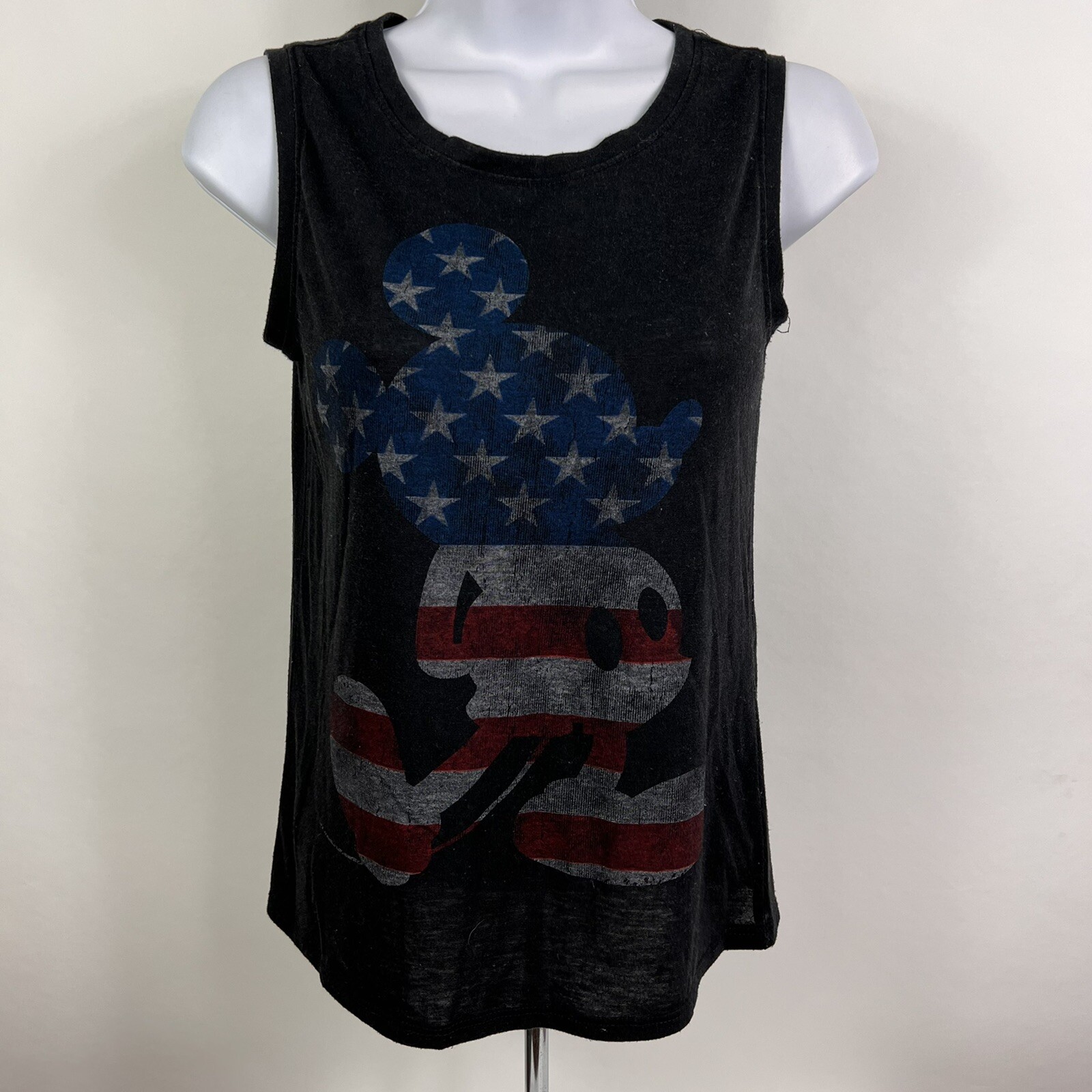 Disney Mickey Mouse T Shirt XS Women’s Sleeveless Crew American Flag Patriotic