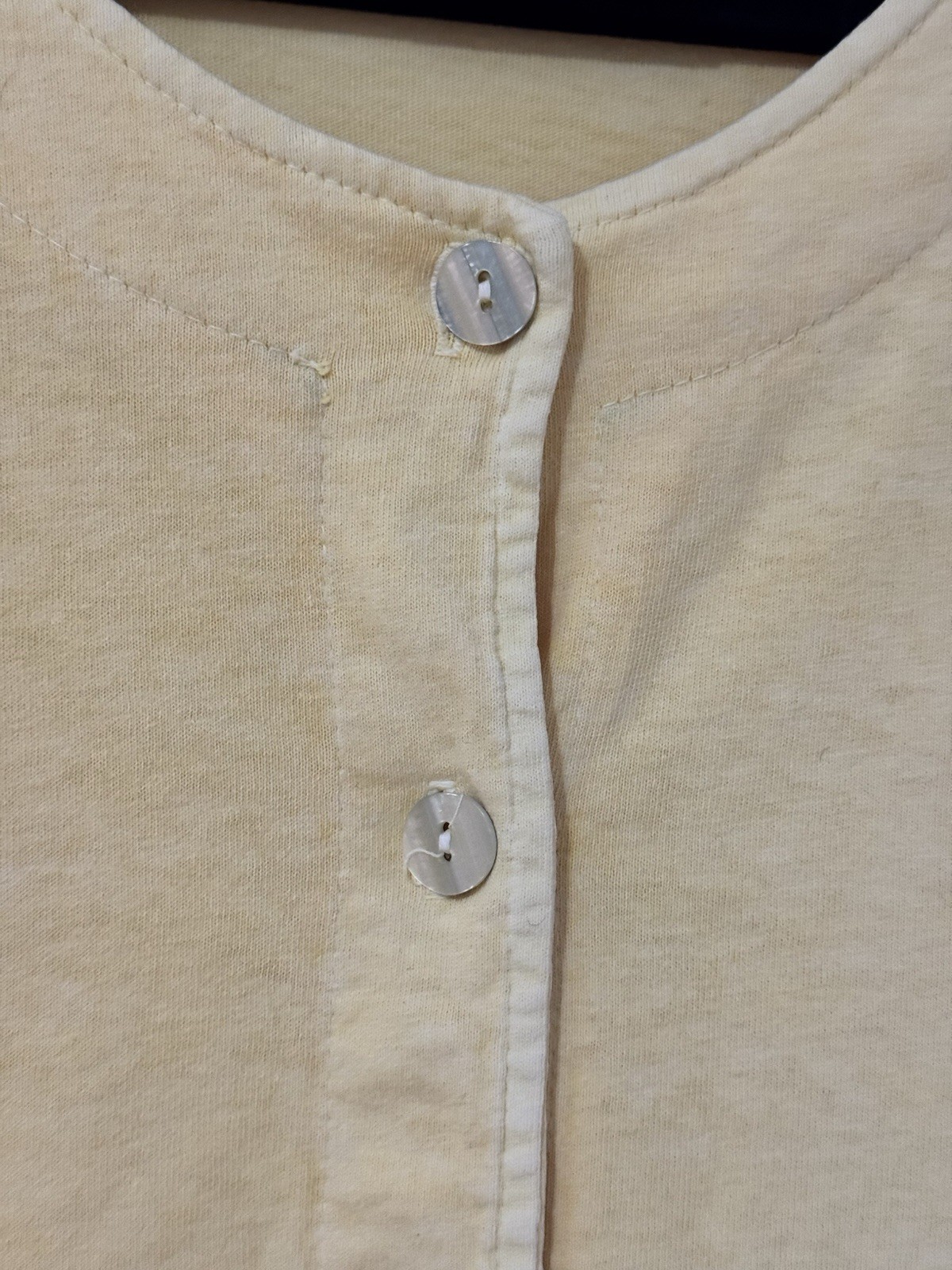 VTG Fresh Produce Butter Yellow 100% Cotton Cardigan L Made in USA Cottagecore