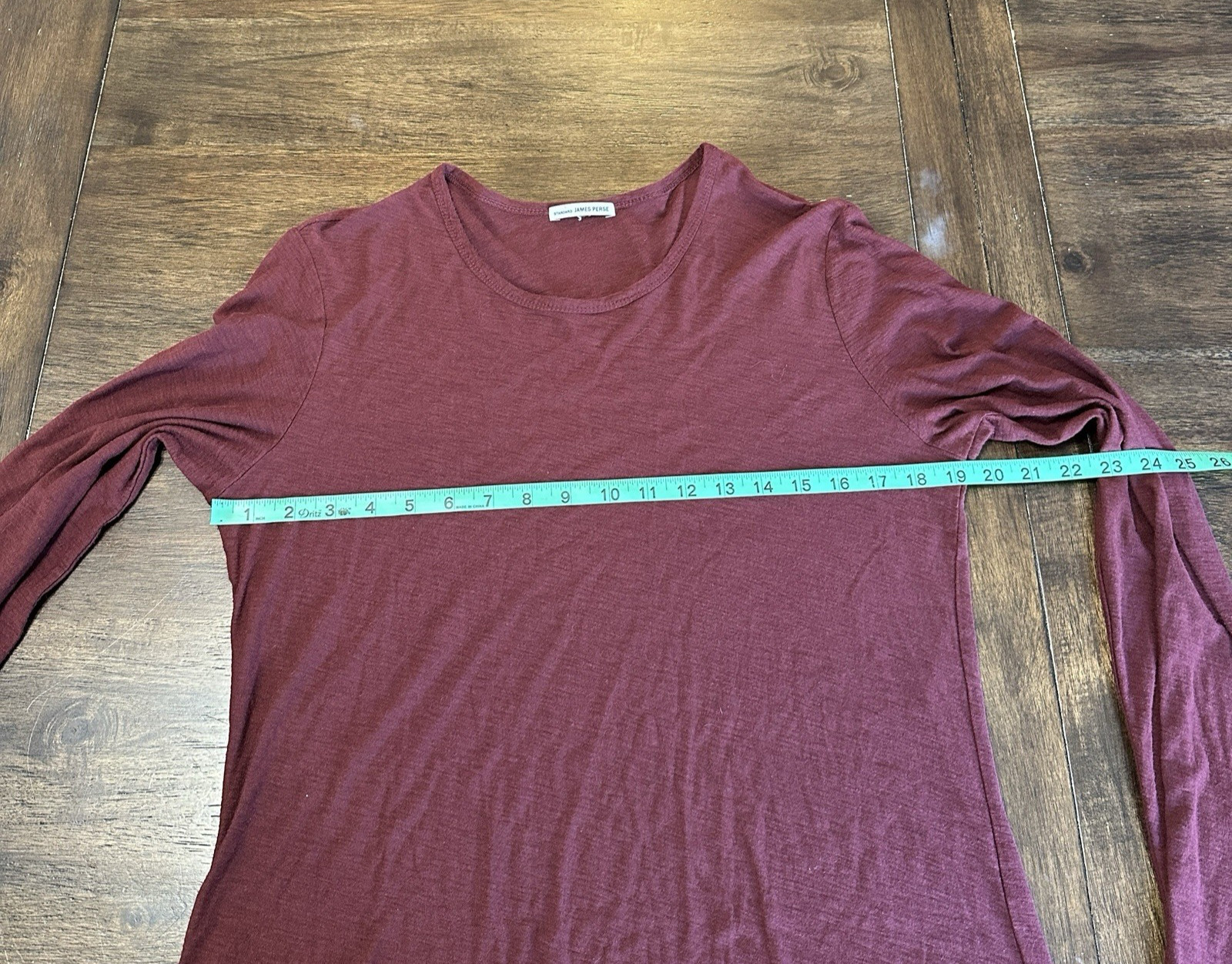 Standard James Perse Crew Neck Red Long Sleeve Tee T-Shirt Top Women’s 3 L Large