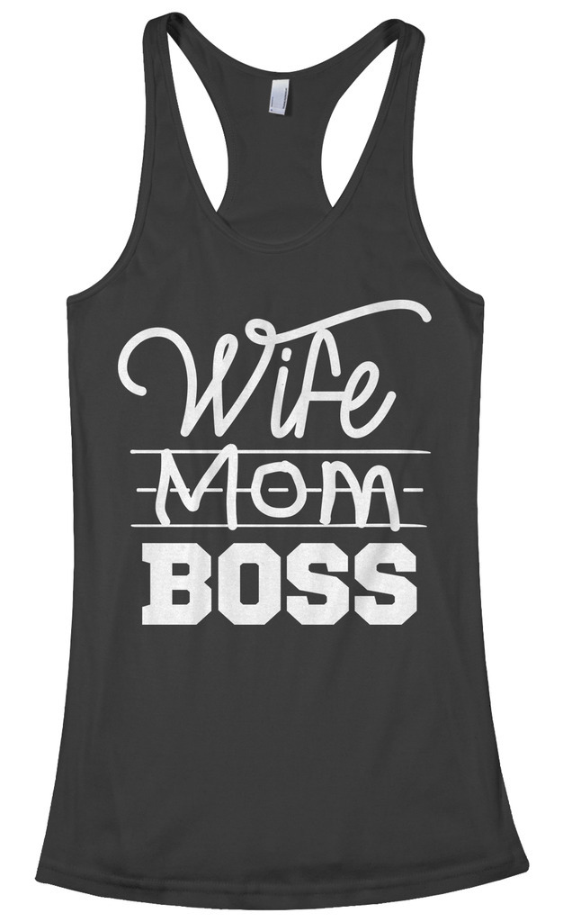 Threadrock Women’s Wife Mom Boss Racerback Tank Top Funny Mother Gift