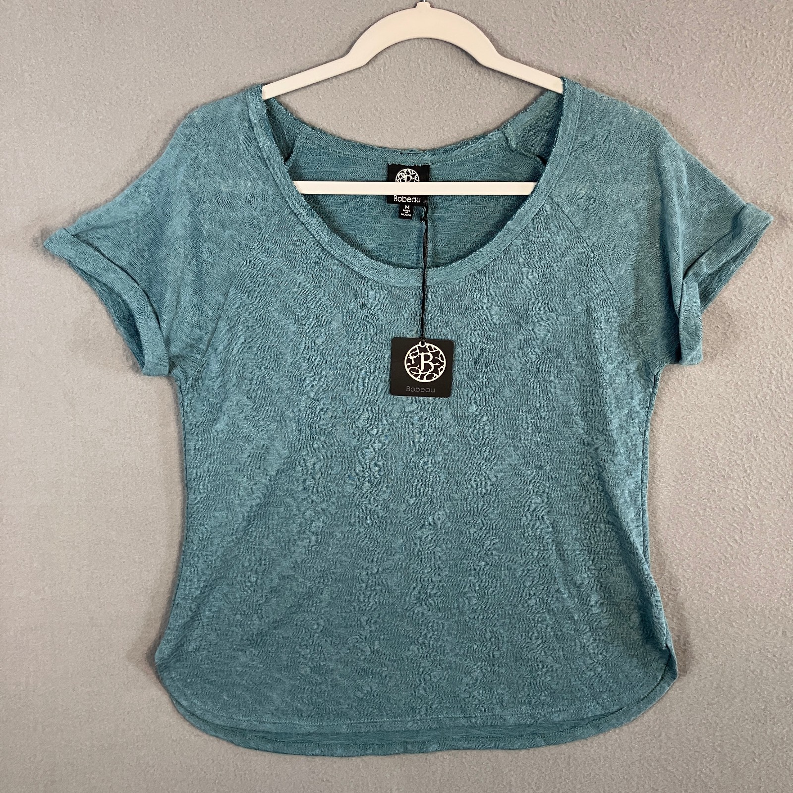 Bobeau Women’s Short Sleeve Scoop Neck Top Size M Blue NWT