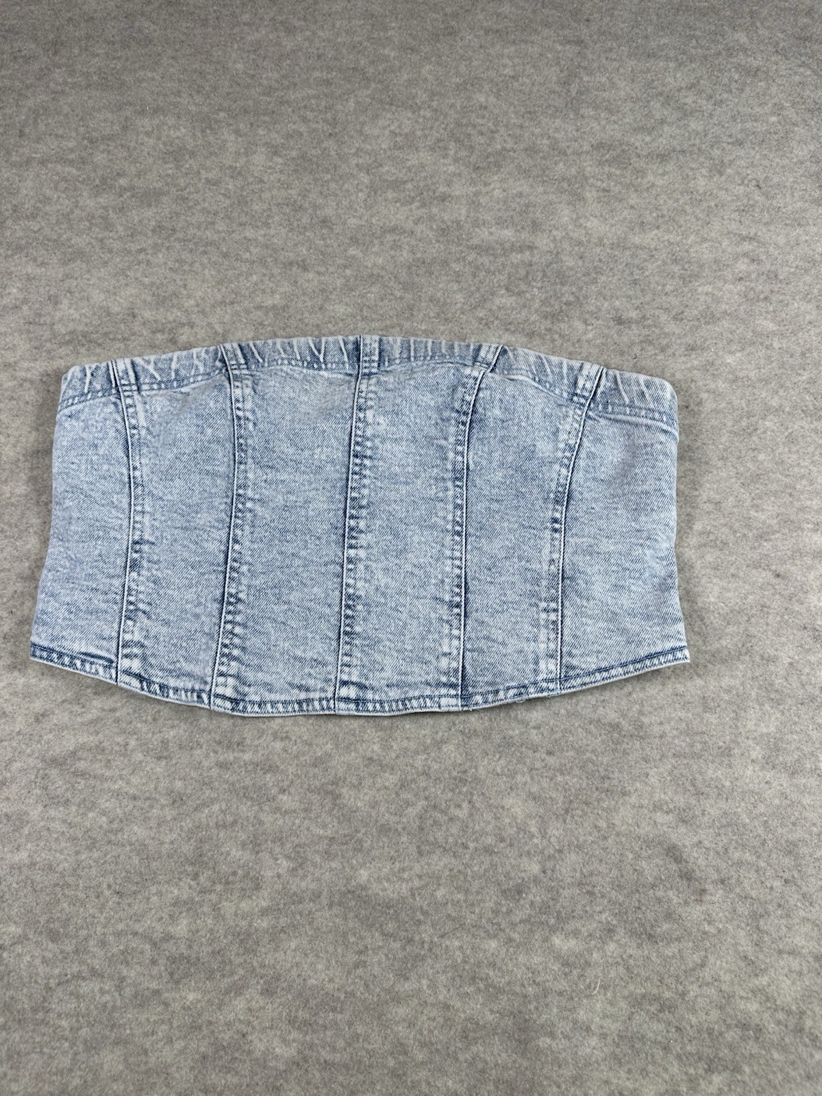 GB Light Wash Denim Strapless Corset Tube Top Women’s XL Zip Back NWT