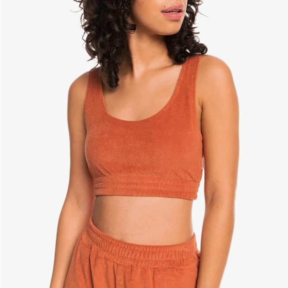 Roxy Women’s Threes Company Organic Terry Cami Bralette Baked Clay Medium NWT