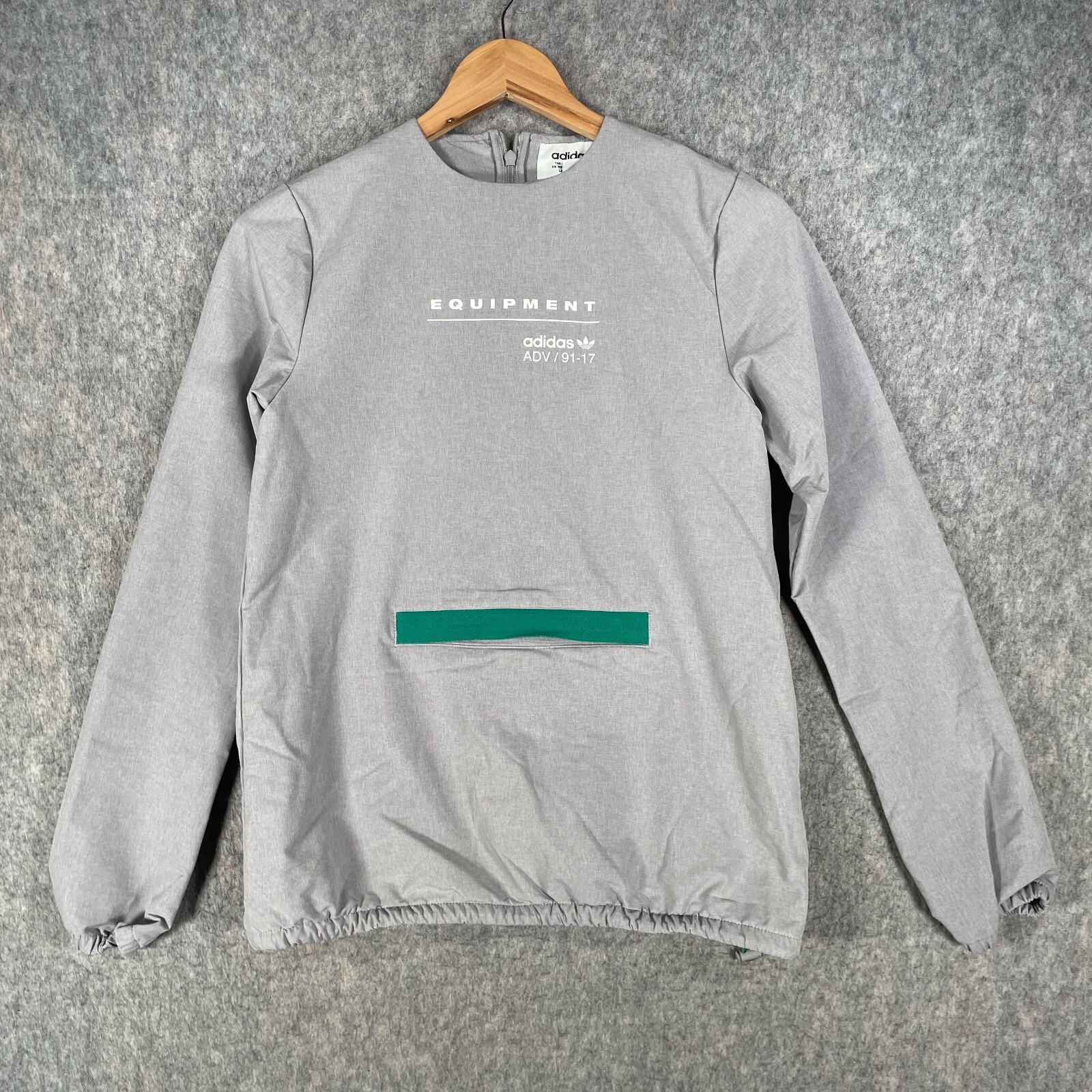 Adidas Top Womens 6 Grey Green Windbreaker Originals Equipment Trefoil Gym Golf