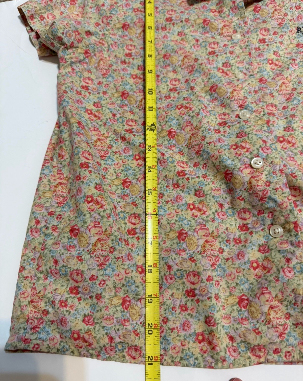Ralph Lauren P/S Women Shortsleeved Cotton cute LLR Embroidered Logo Button Up