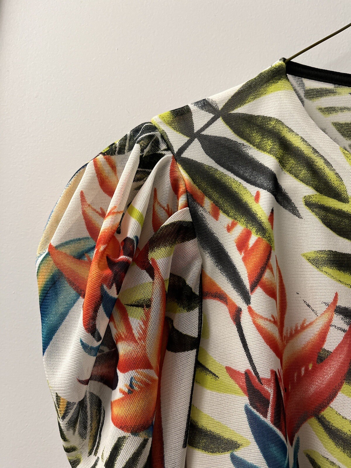 Key Hole Drawstring Top/Belly Shirt Club Miami inspired Island Palm Tree pattern