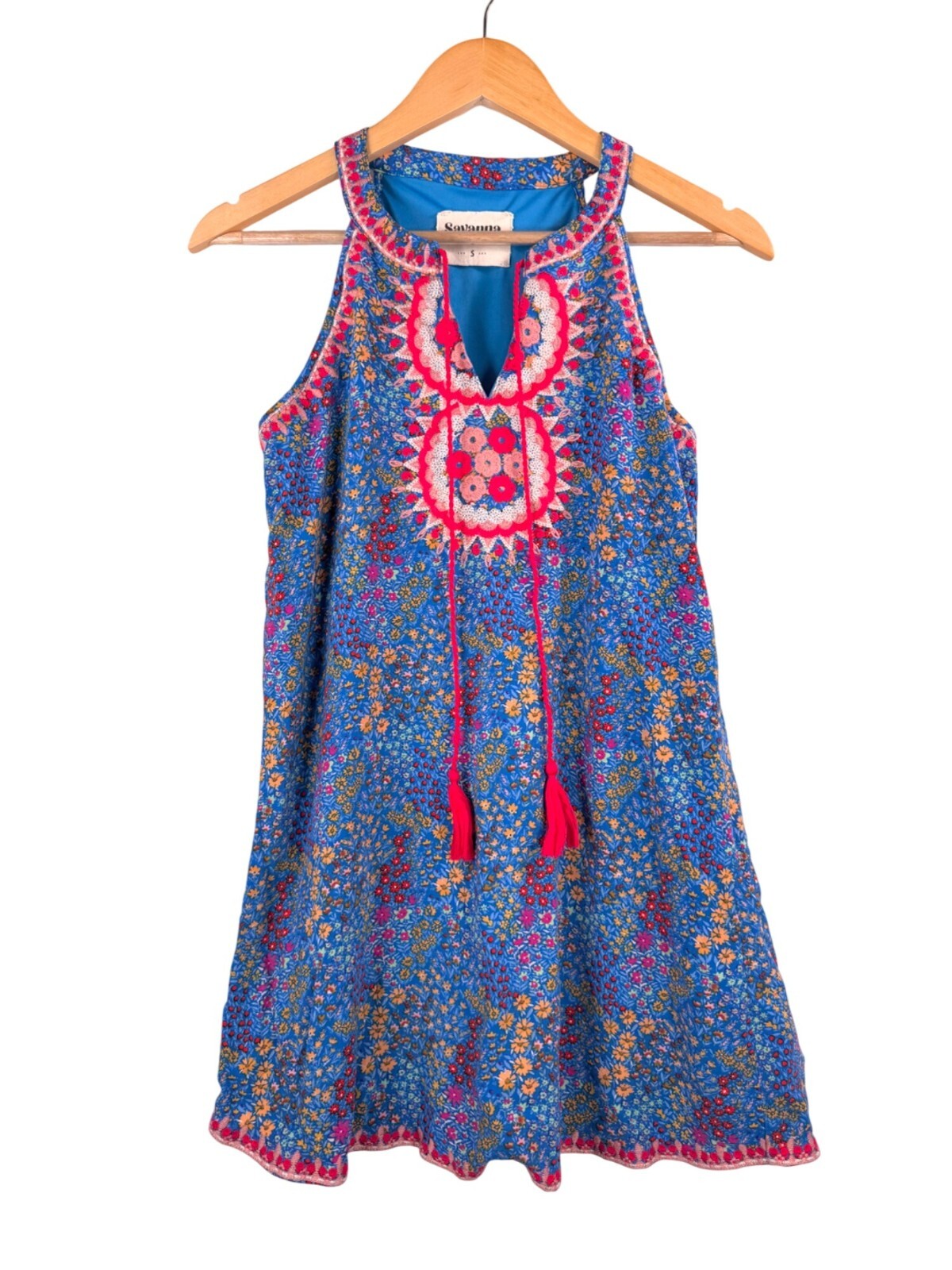 Savanna Jane Perfectly Priscilla Tunic top floral embroidered 90s sz S