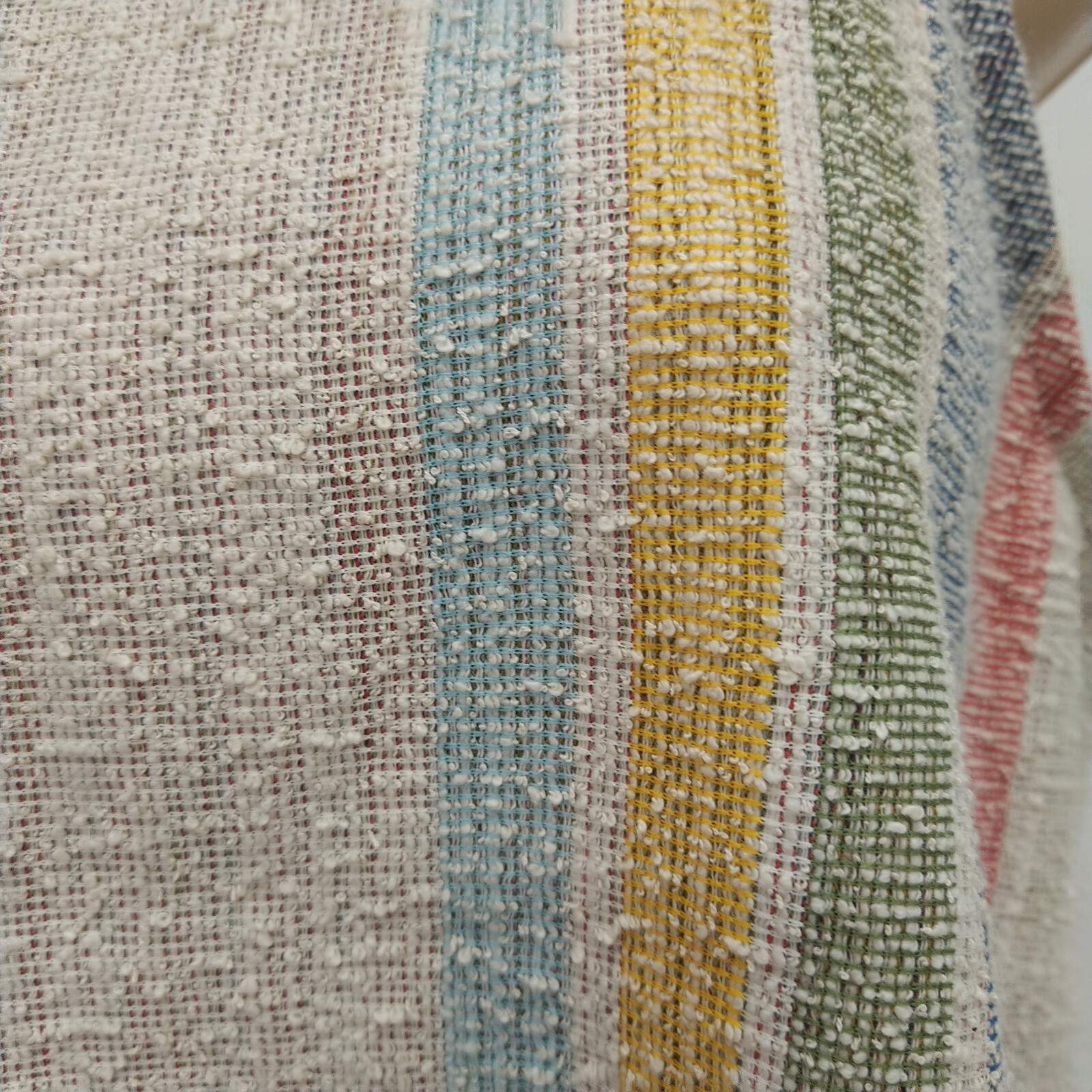 W5 Women’s TankTop White Blue Green Yellow Stripe Sleeveless Shirt Blouse Size M