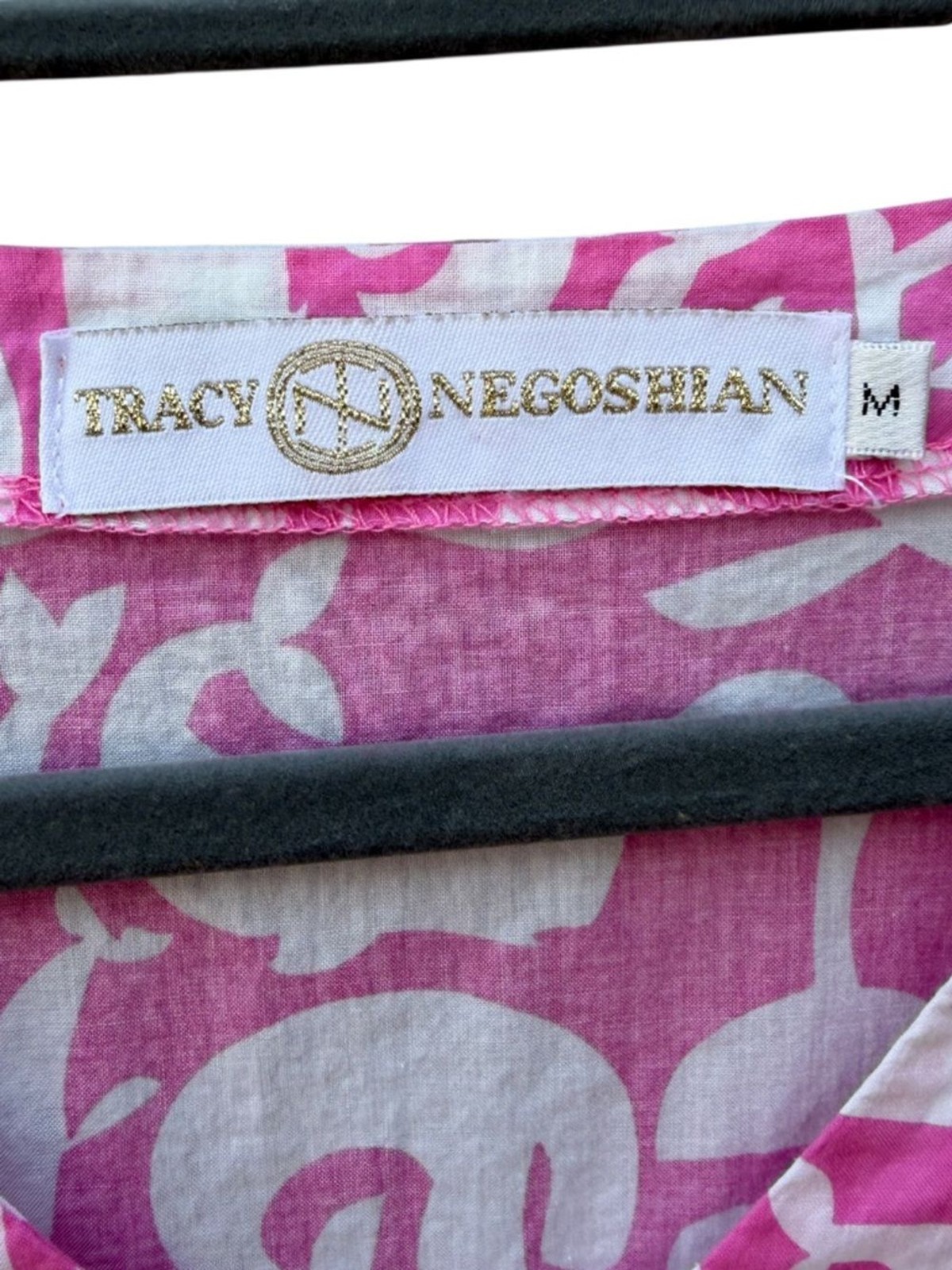 Tracy Negoshian Pink Whale Print Tunic Cover-Up Top Medium Preppy Coastal Cotton