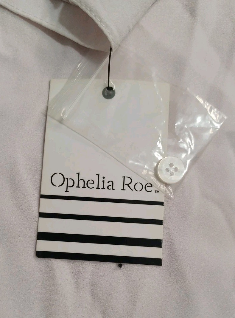 NWT Ophelia Roe Woven Button Front Top Womans Sz XL Blocked Ivory/Orchid Tint L7
