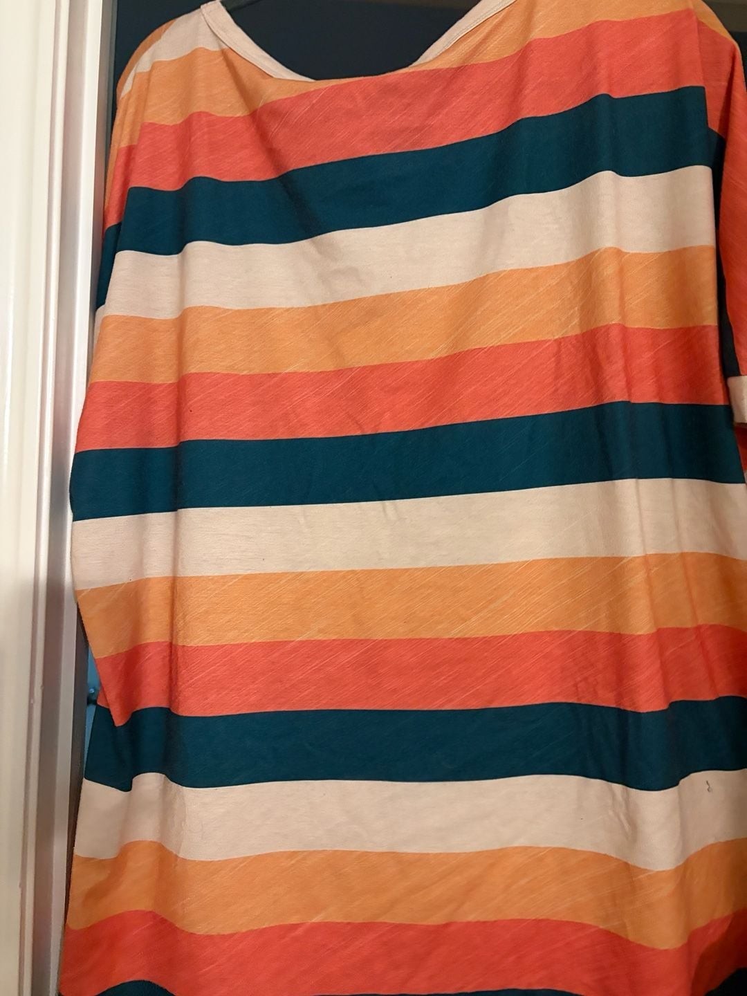 BloomChic Women’s Multicolor Striped Crew Neck Batwing Sleeve T-Shirt