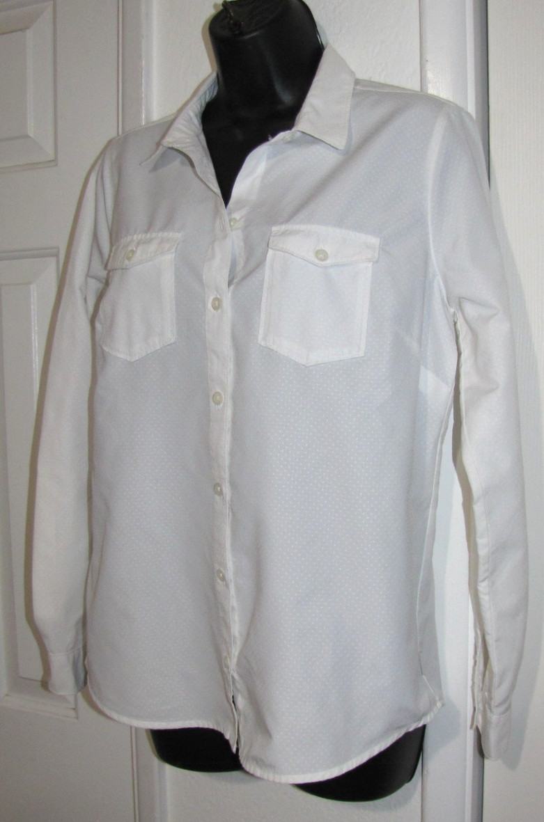 Eddie Bauer Shirt White Mountain Nylon/polyester blend Long Sleeve-roll tab Wm.M