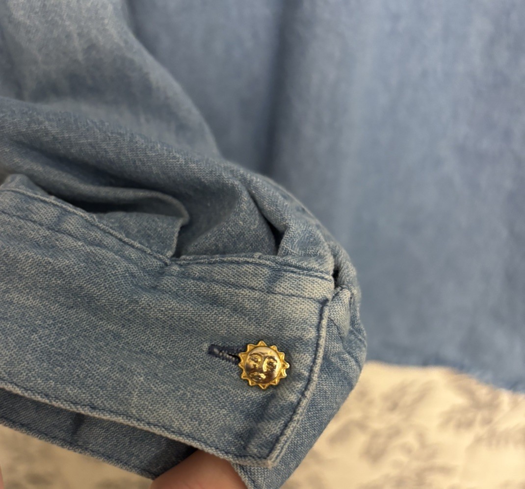 Vintage Westbound Embroidered Denim Shirt Sun and Moon Solar/Lunar Beaded 2XL
