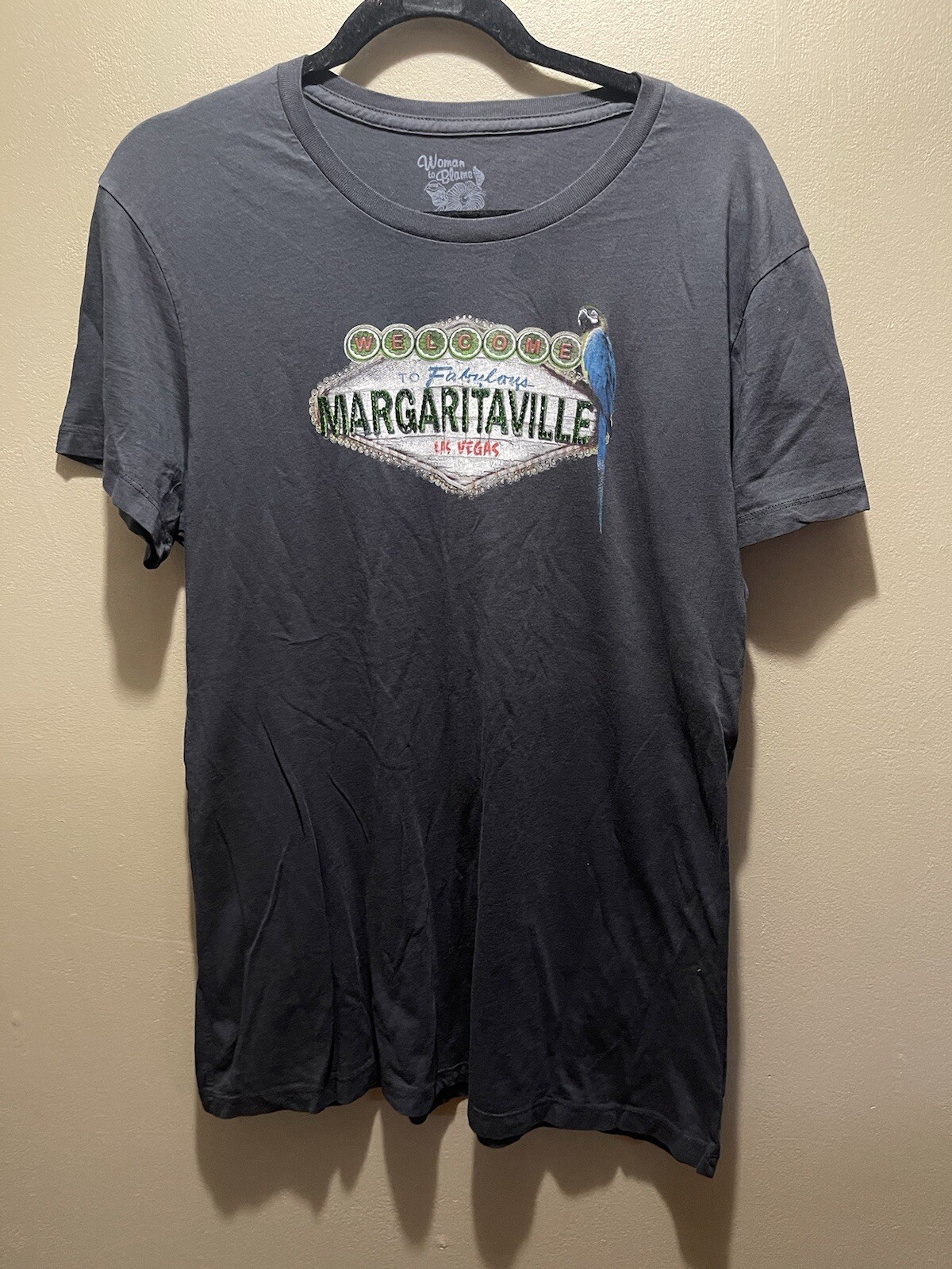 Margaritaville Las Vegas T Shirt Womens 2XL Gray Short Sleeve Casual Ladies
