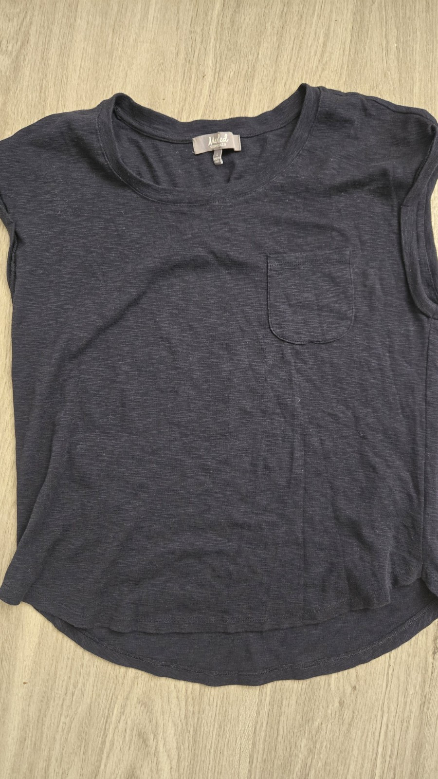 Womens Marled Essentials Pocket Tee Sz L Black Navy Heather