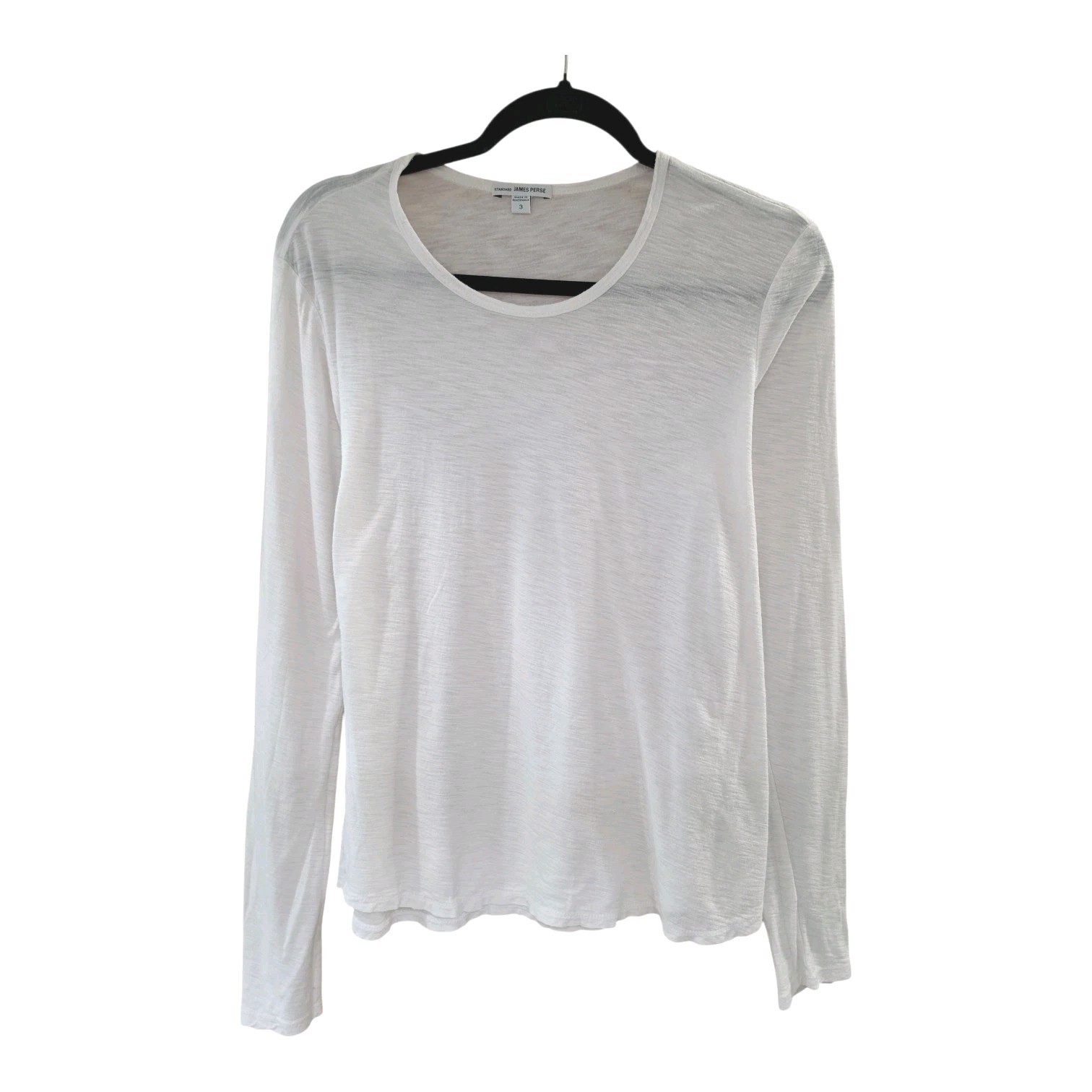 James Perse Standard Long Sleeve Crew Neck Shirt Womens Size 3 Large White