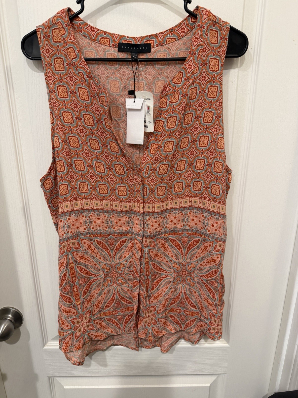 Sanctuary brand Blouse Orange/Beige Chiffon