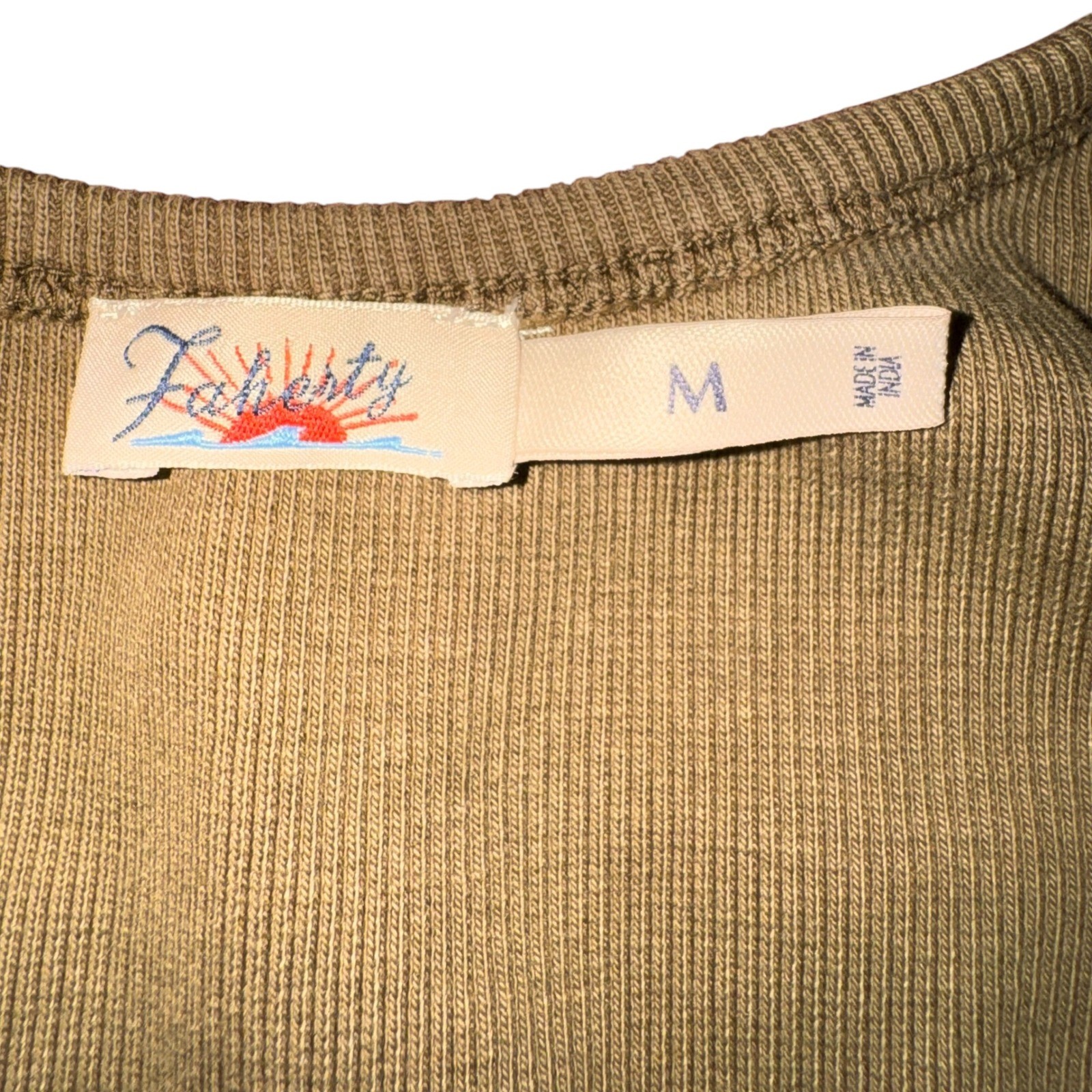 Faherty Tank Top Womens Medium Mustard Yellow Ribbed Organic Cotton WKU2402-MYO