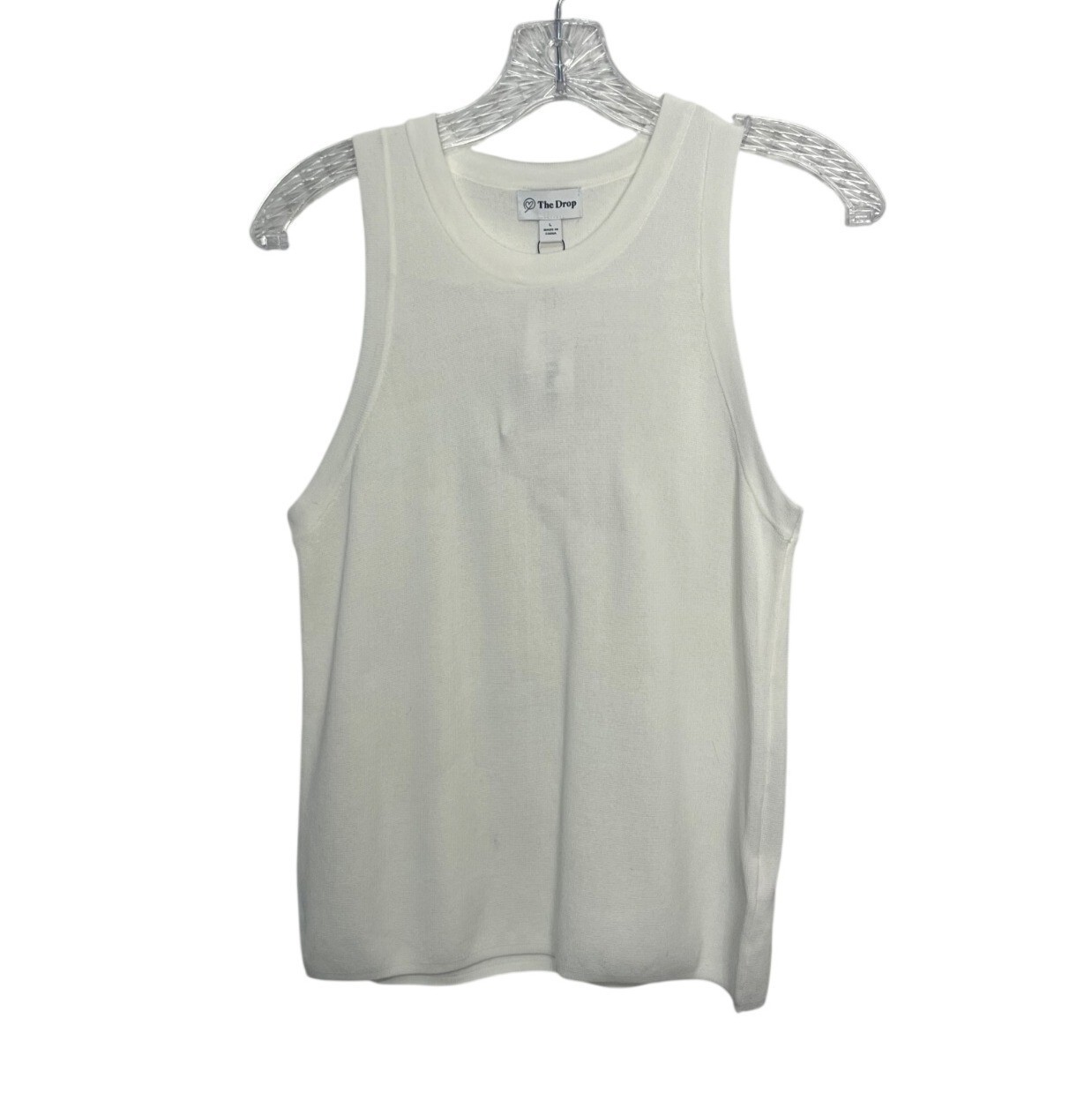 The Drop Ribbed Knit Tank Top Sleeveless Womens Large Cream New