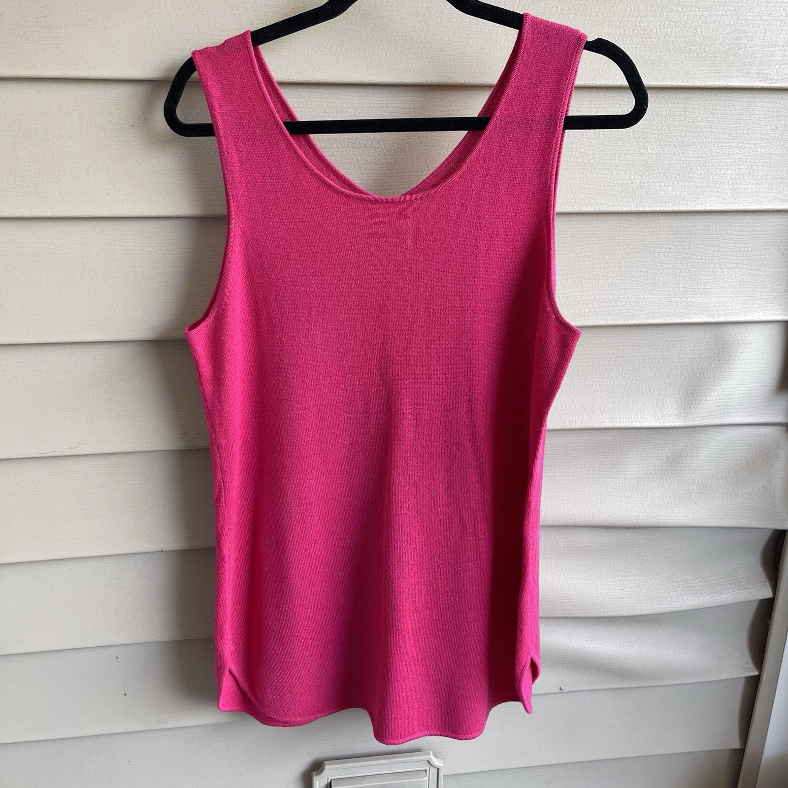 Claudia Nichole Womens Cashmere Silk Pink Basic Tank Sleeveless Size L Luxe
