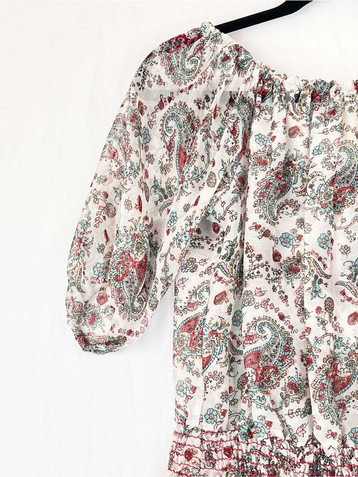 Needle & Thread Floral Chiffon Boho Top Sz S Sheer Feminine Romantic