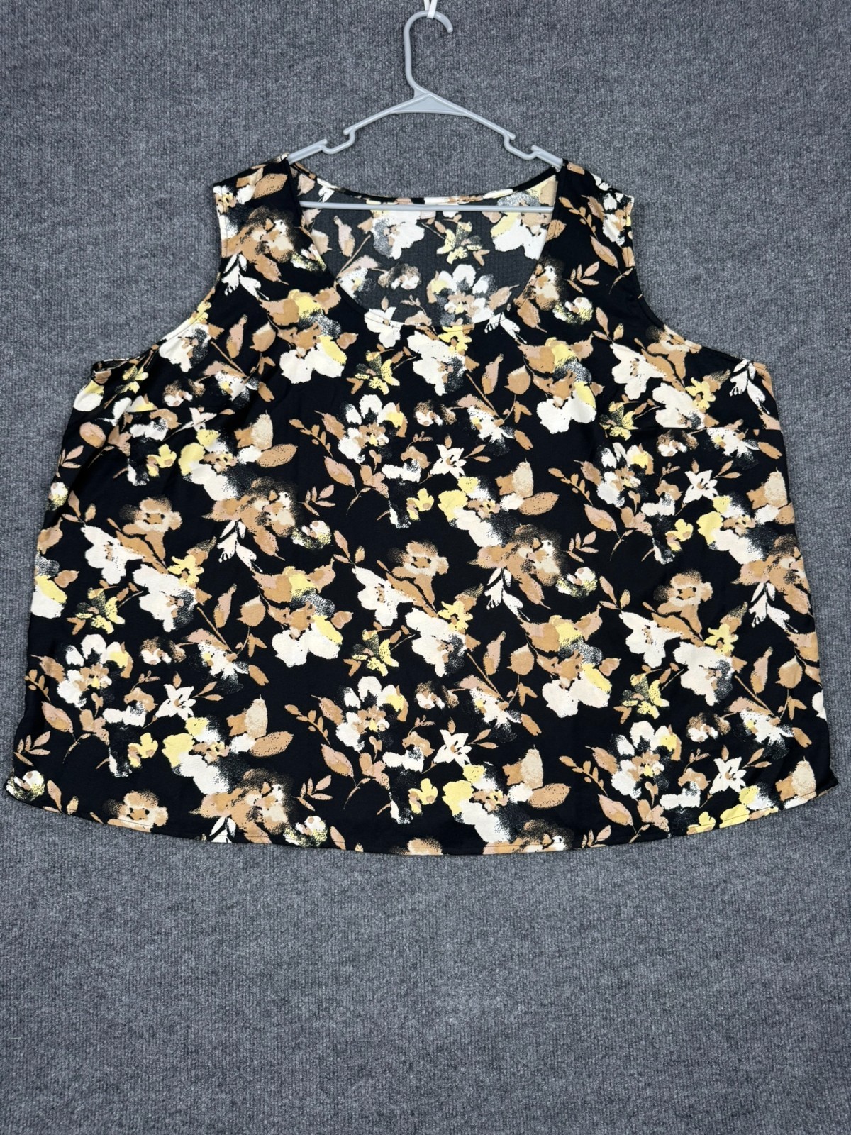 Catherines Floral Sleeveless Top Blouse Women’s Plus Size 3X 30/32 Black Yellow
