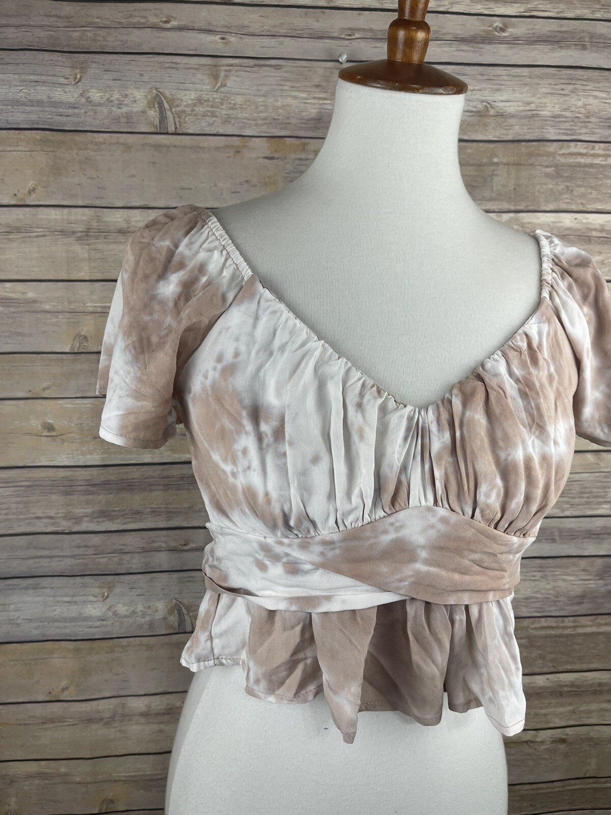 West of Melrose Small Crop Top Tie Back Ruffled Tie Dyed Boho Festival