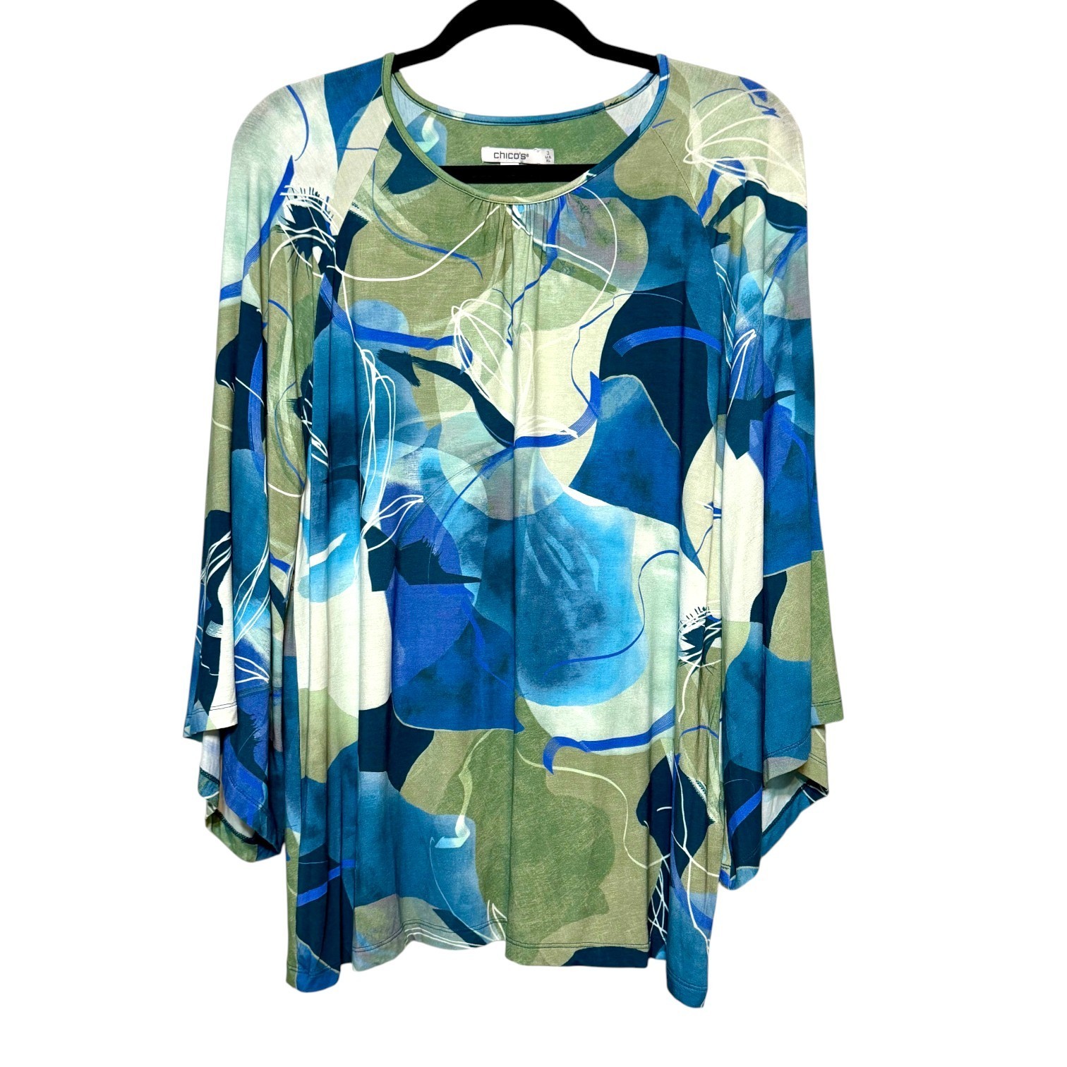 Chico’s Size 3 Abstract Art Tunic Womens XL Artsy Resortcore Gallery Girl Chic