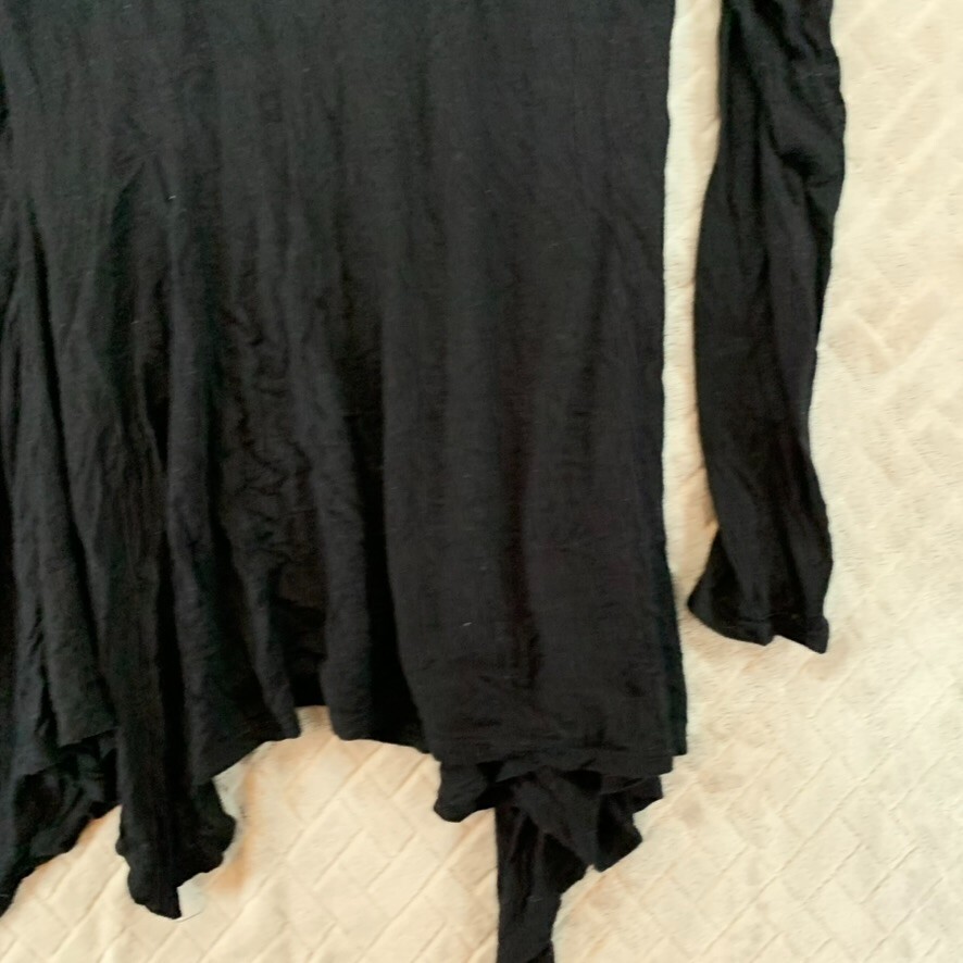 Linda Leal Womens M Tunic Top Black Long Sleeve Whimsy Goth Dark Fairy Slouchy
