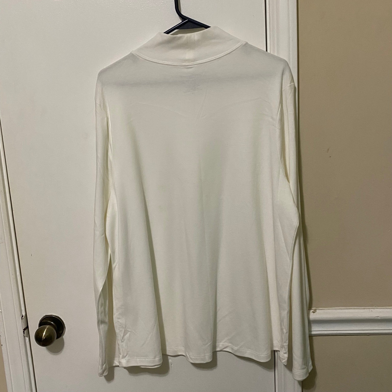 Westbound Woman Mock Neck Pullover 2X White Layering Piece Spring Office Casual