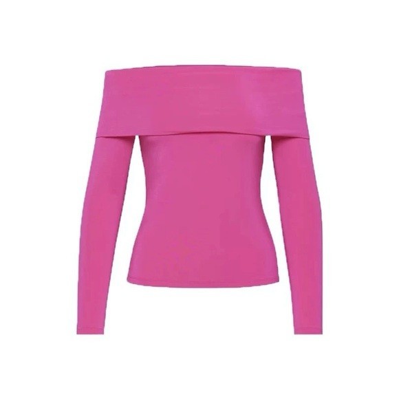 NEW Women Aritzia Babaton Streamline Off-Shoulder Long Sleeve Top Pink