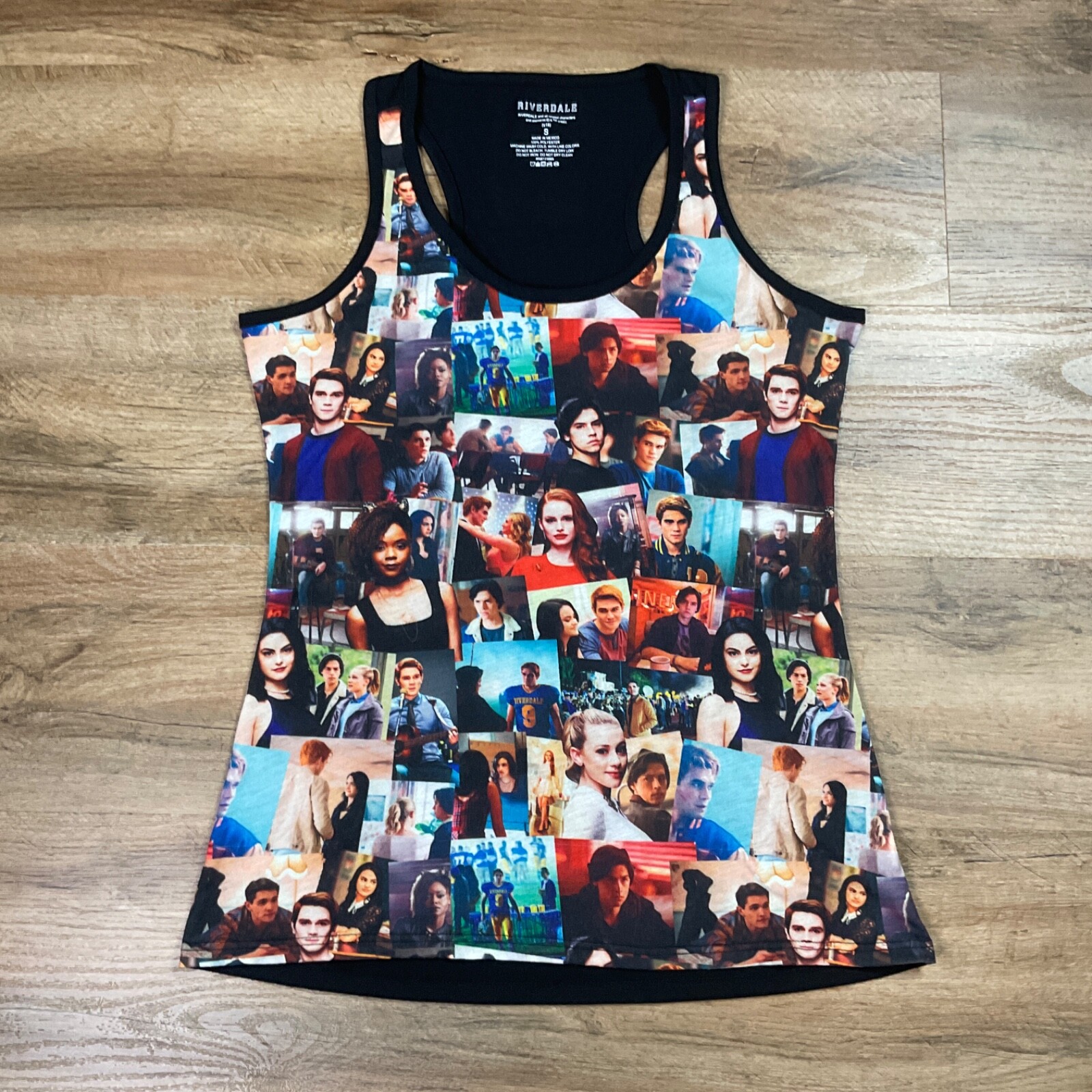 Riverdale Tank Top Size S Graphic Photo Racerback All Over Print Black Multicolo