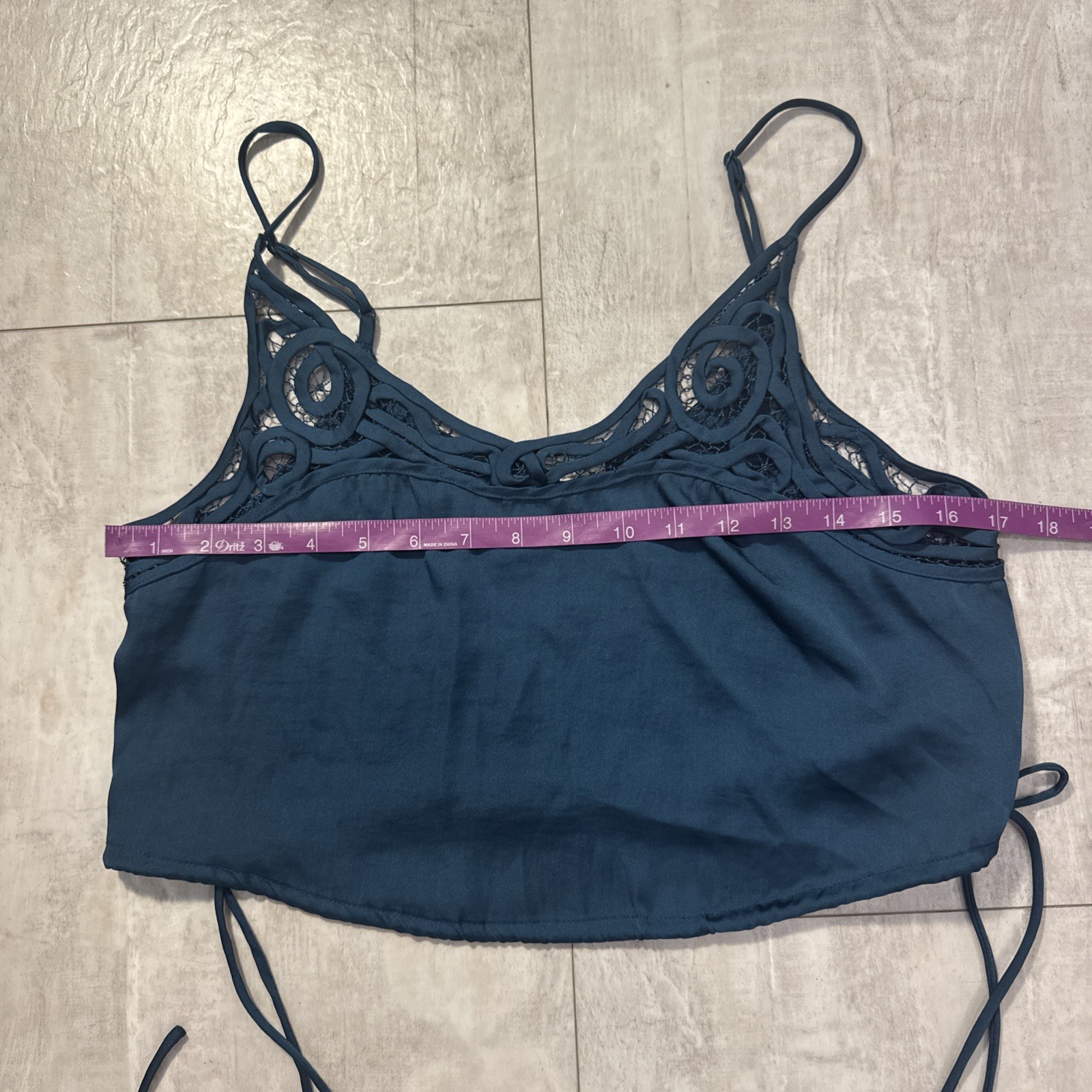 Free People Brami Blue Teal Satin Crop Top Cami Sz A