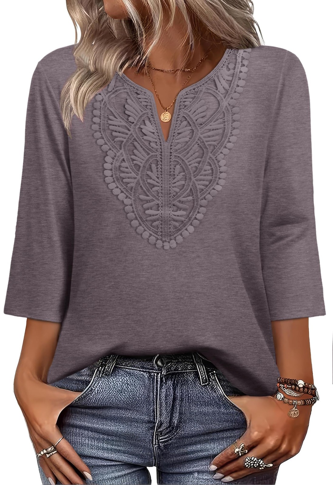 Tshirt Shirts for Women Womens Tops Blouses for Women Dressy Casual 3/4 Sleev…