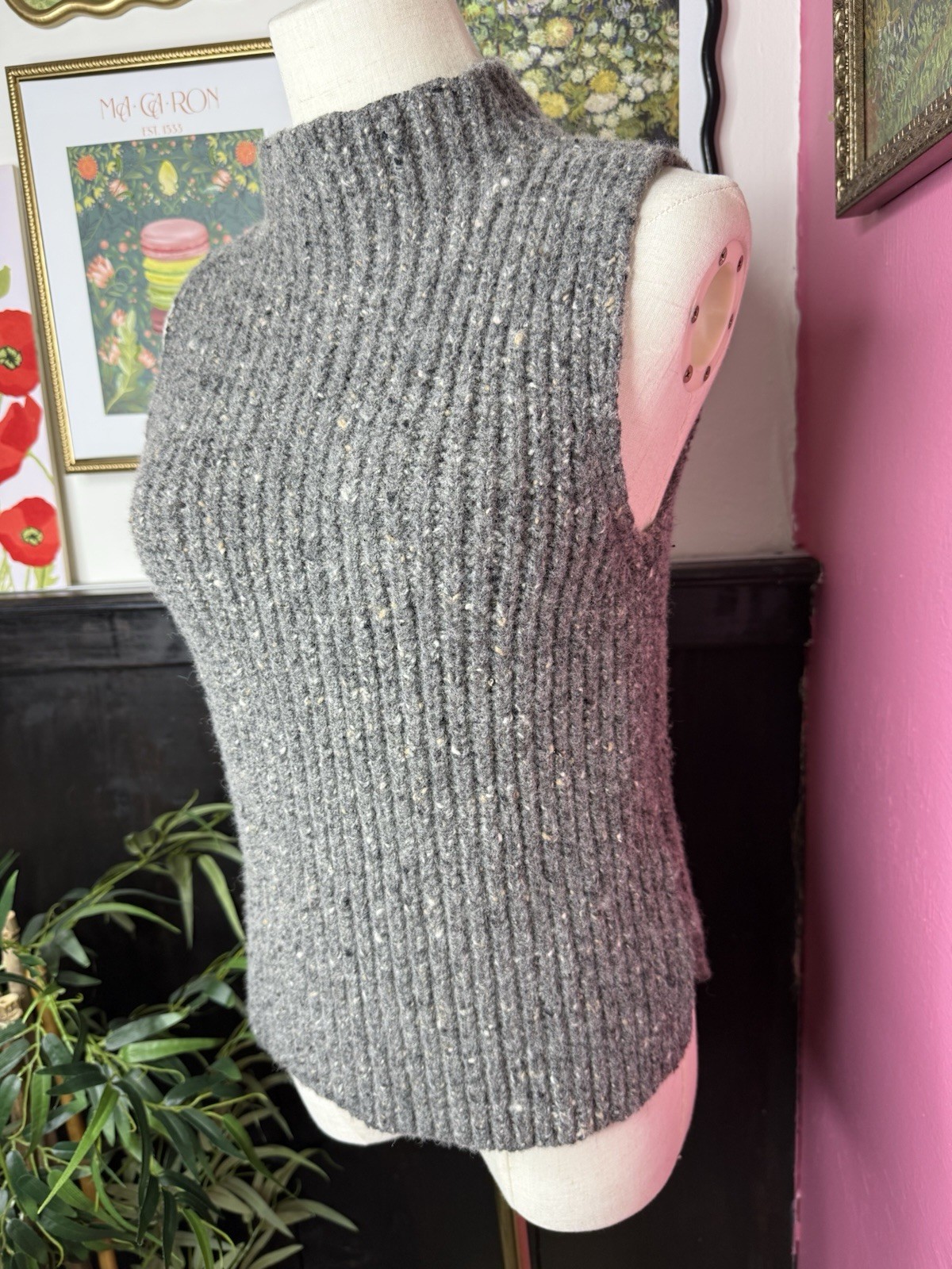 Madewell Speckled Knit Mock Neck Sleeveless Top Gray Size Small