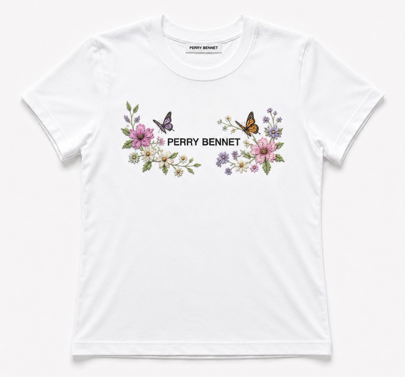 Womens PERRY BENNET T Shirt embroidered aero gap hollister inspired 90s style