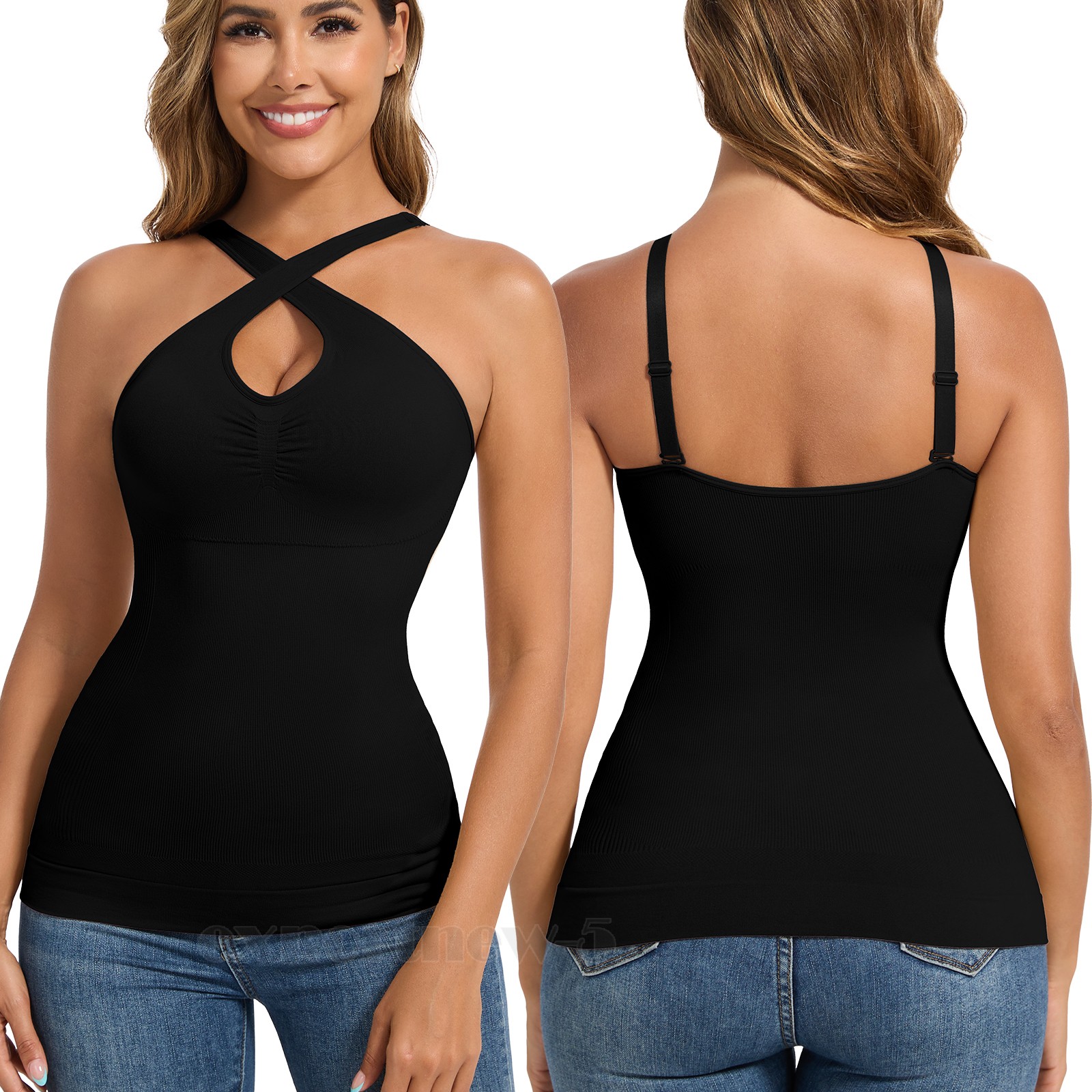 Women Shapewear Cami with Built in Bra Multi-way Strap Tummy Control Body Shaper
