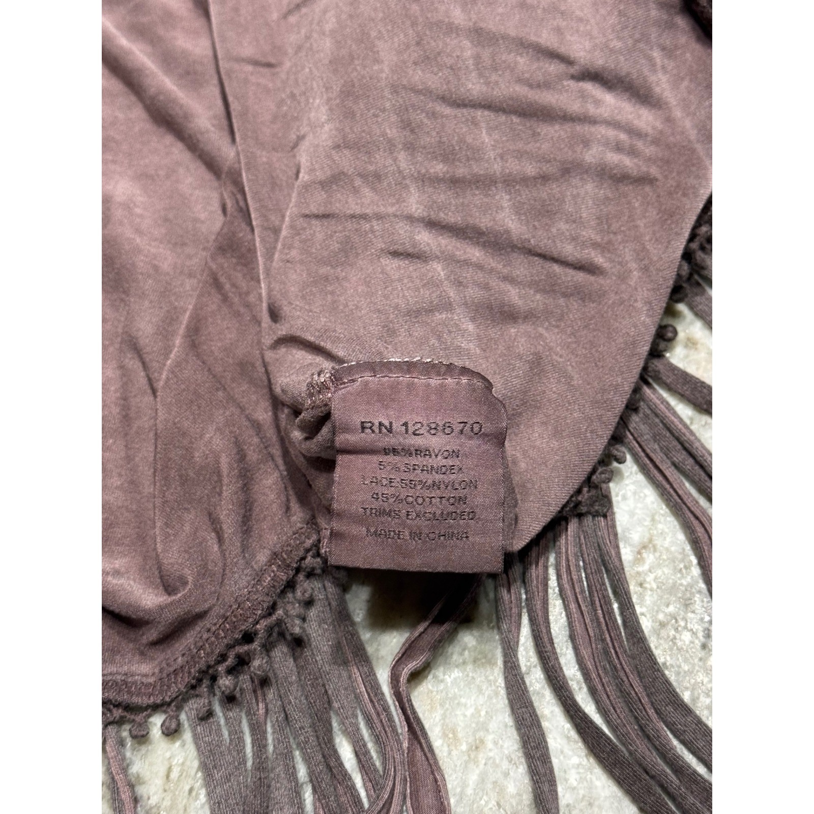 Cowgirl Hardware Fringe Tank Top Womens Large Lace Boho Western Mauve Purple