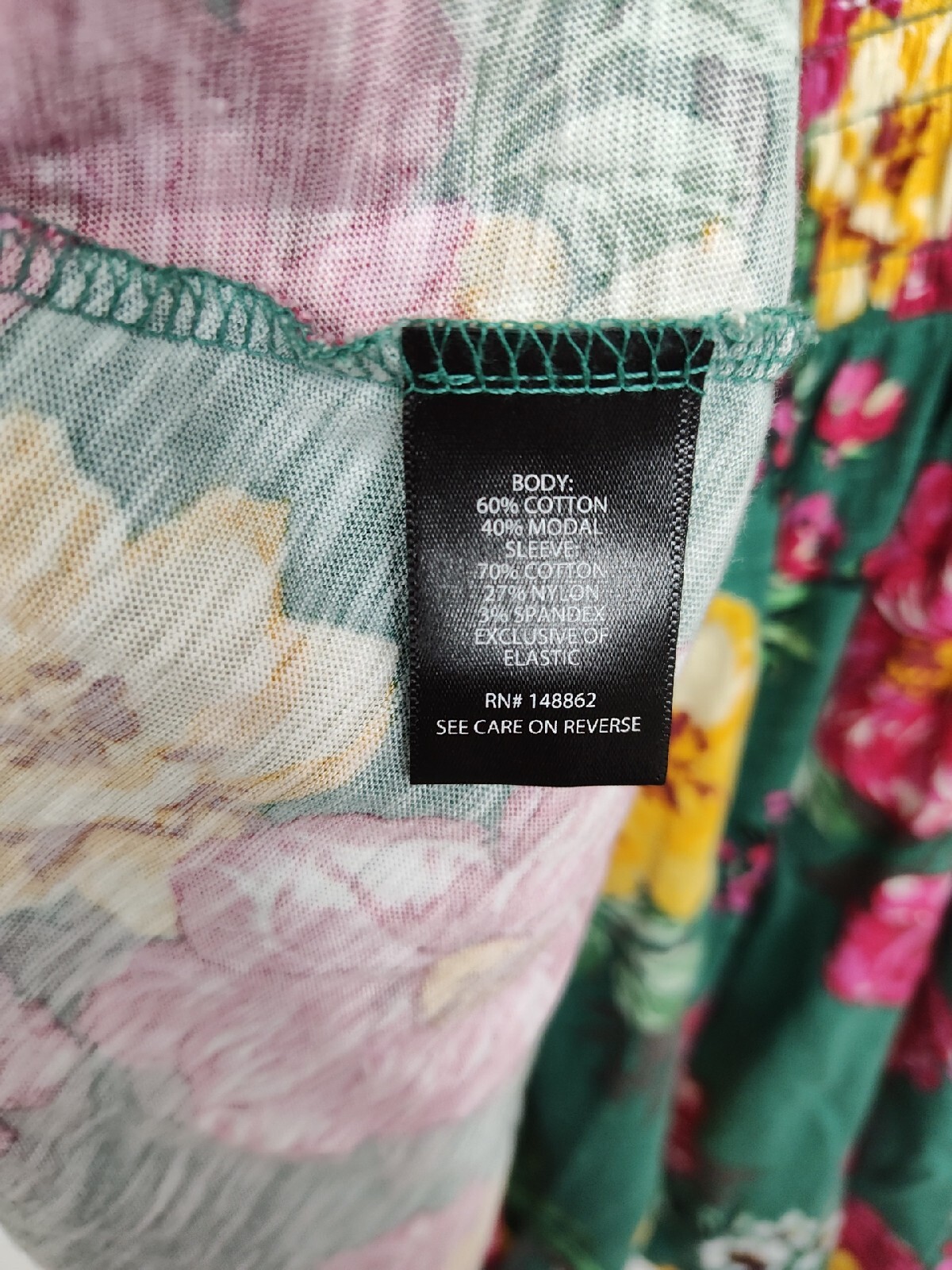 Torrid Blouse Women’s l or 12 Green Floral Smocked Bodice Baby Doll Cotton Blend