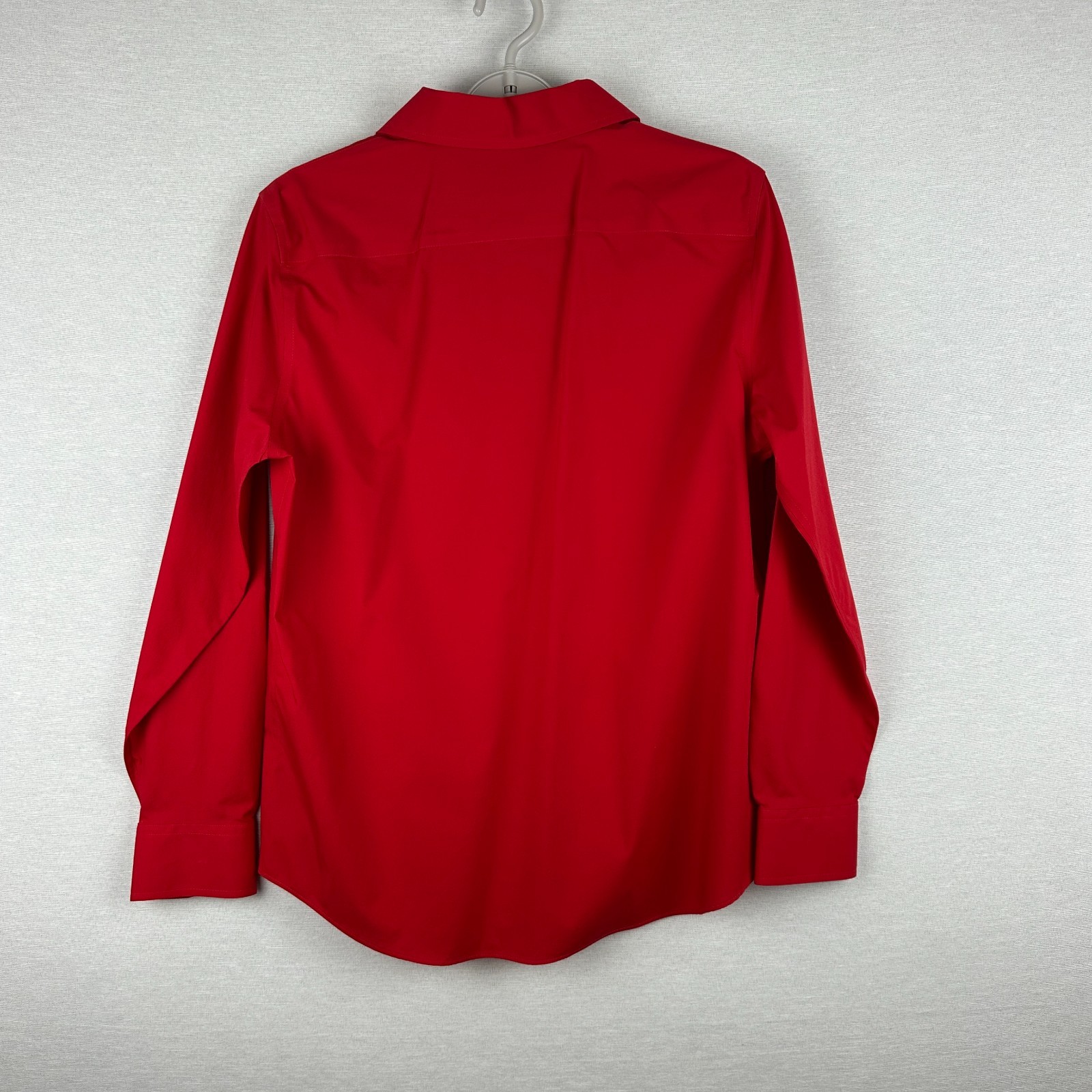 JONES NEW YORK WOMEN’S EASY CARE STRETCH RED LONG SLEEVE BUTTON BLOUSE SIZE M