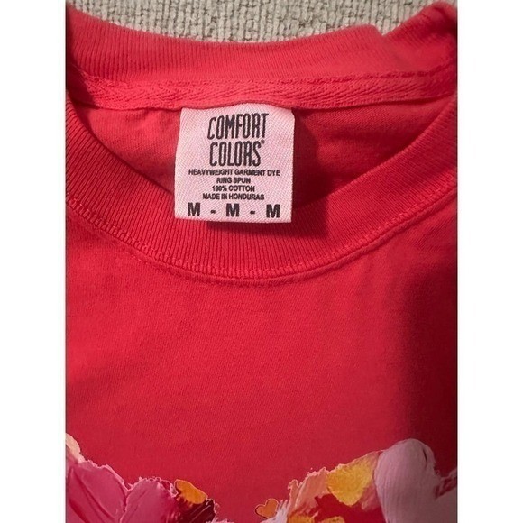 Comfort Colors Heart Graphic T-Shirt Womens Medium Red Good Painted Print Tee