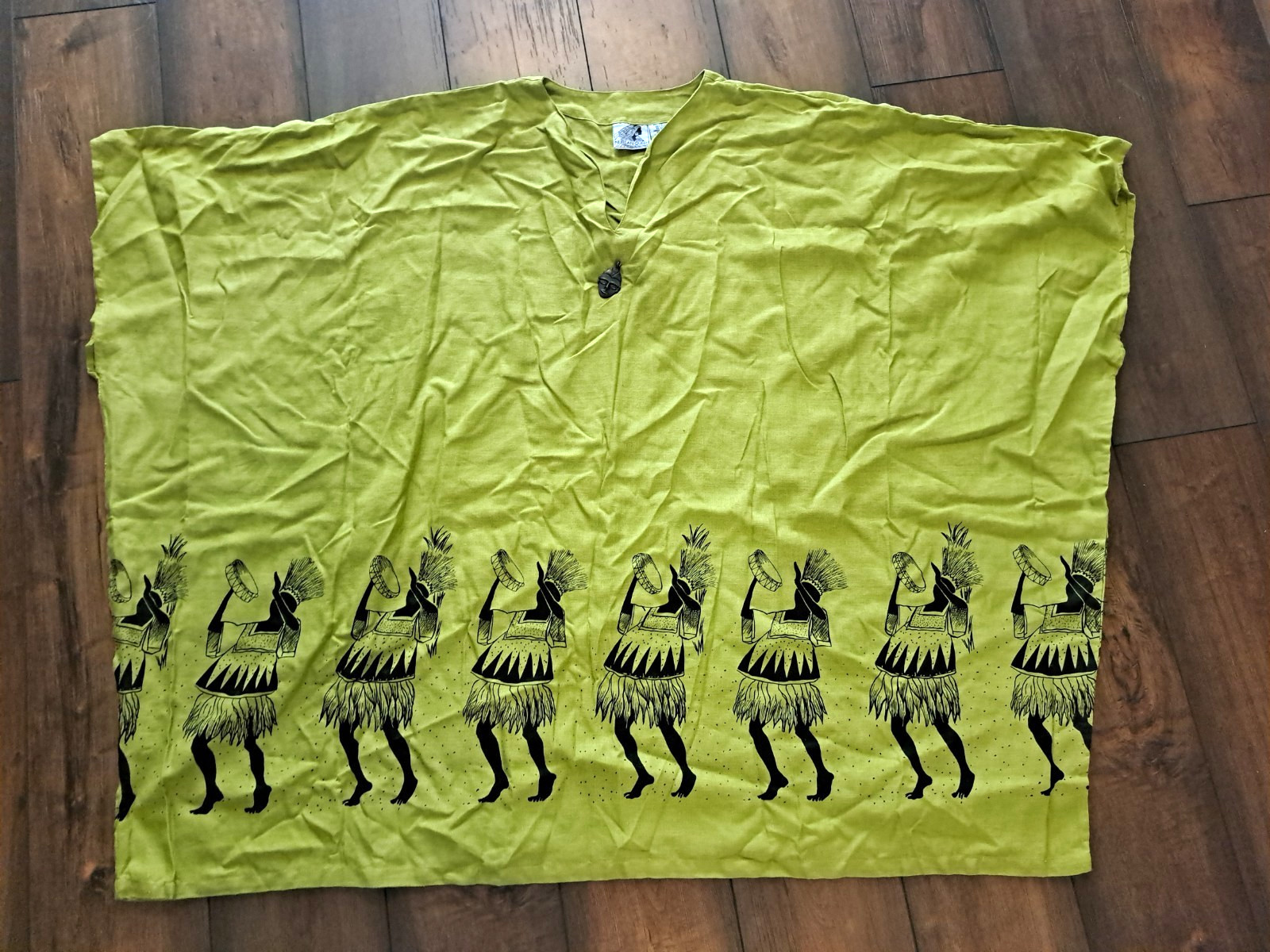 Nubian Queen Green Caftan Top Tribal Dancers Women’s Plus Free Size Cotton/Flax
