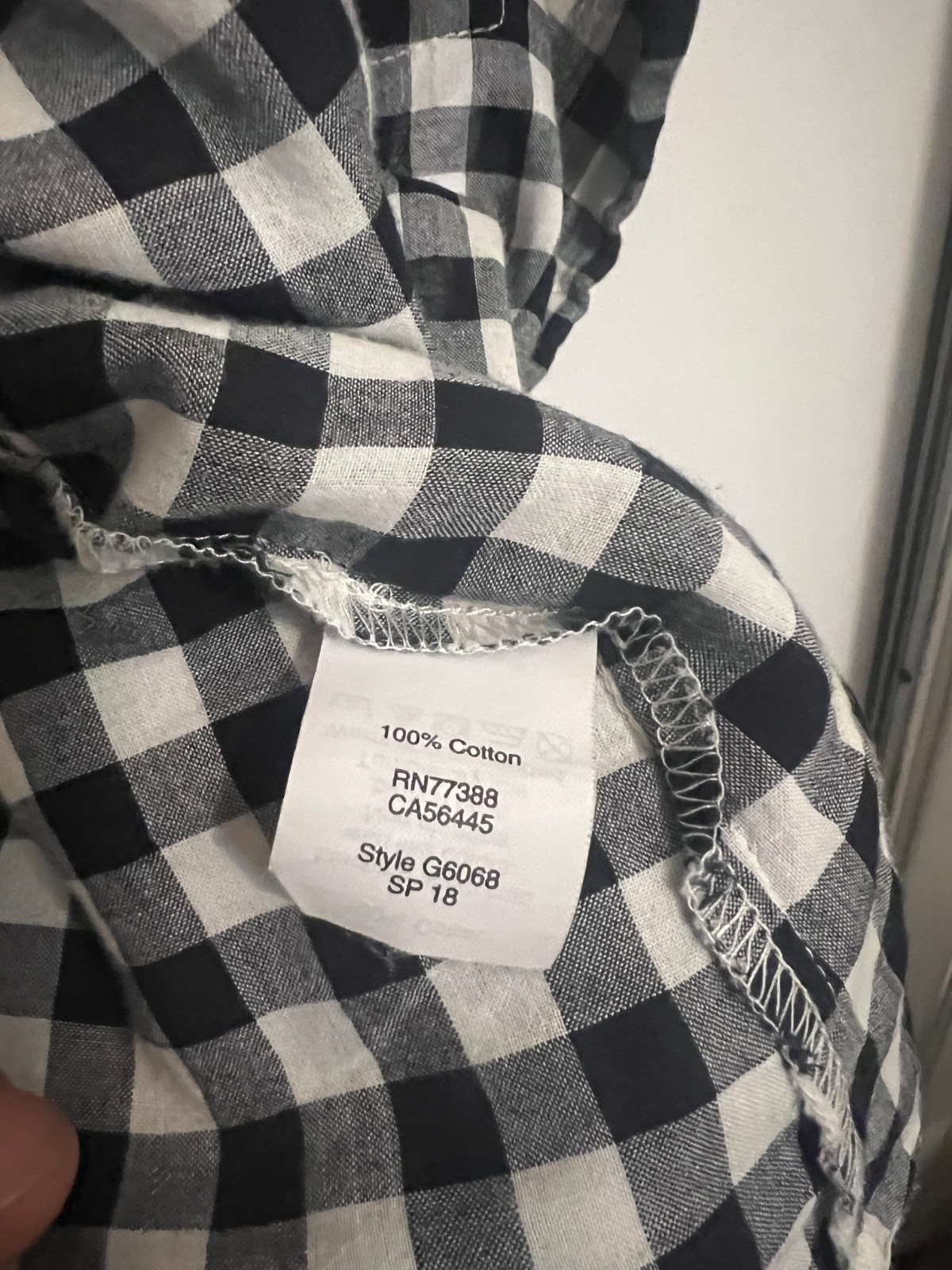 JCREW Black & White Gingham Plaid Button Down Top Tie Front Cropped Preppy