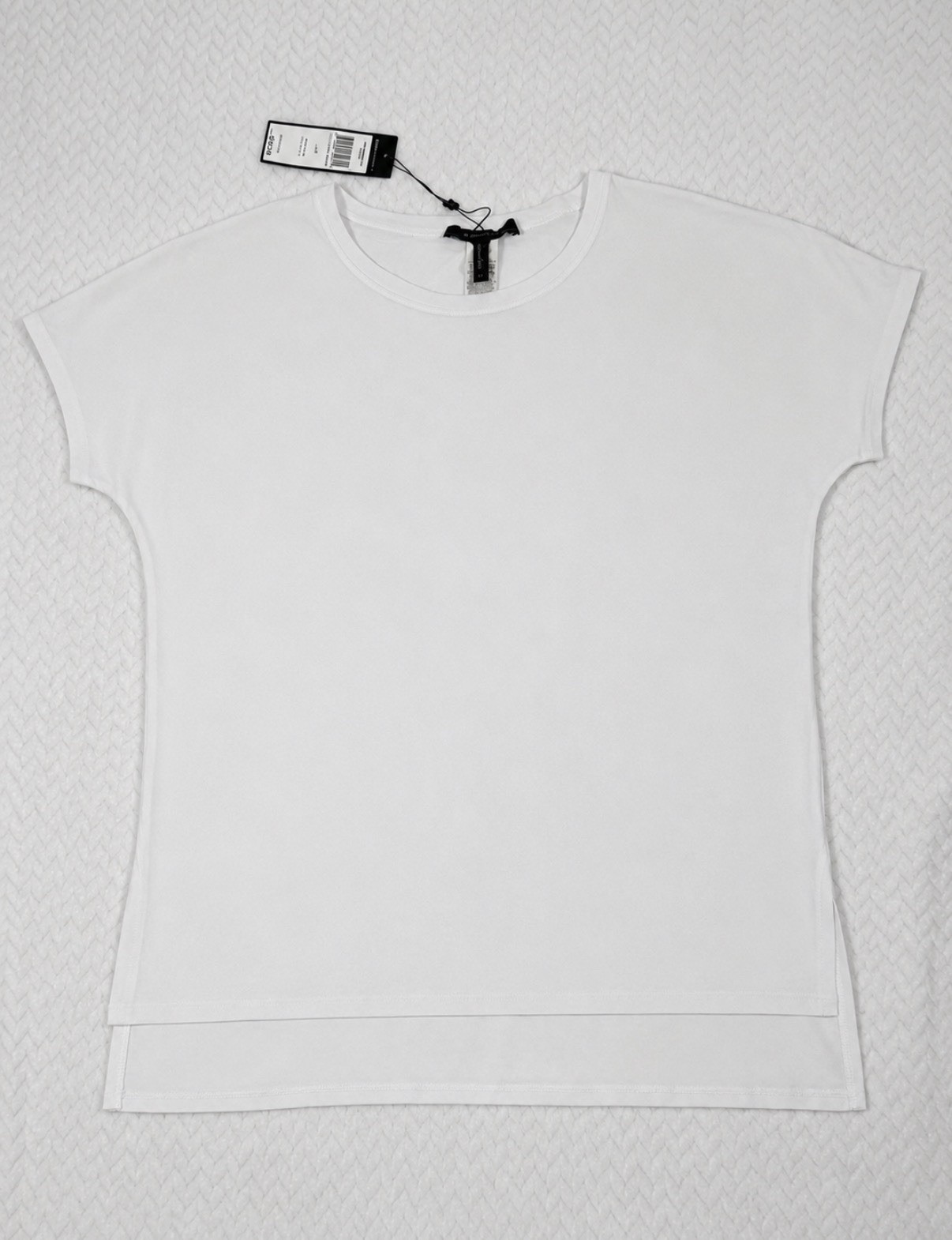 BCBG Max Azria High Low Cotton Tee Women’s White Short Sleeve NWT Size M