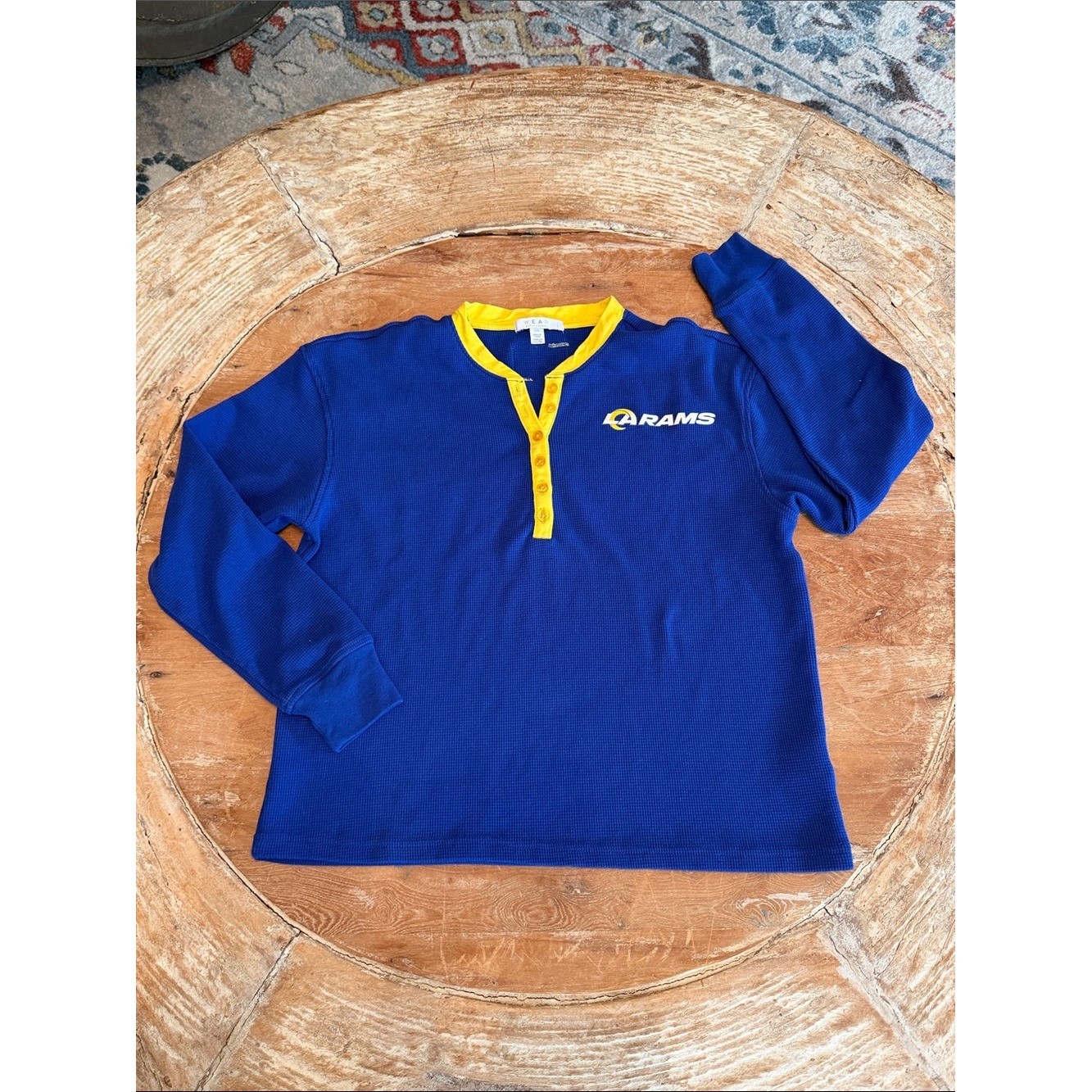 Rams Blue & Yellow Long-Sleeve Waffle Henley