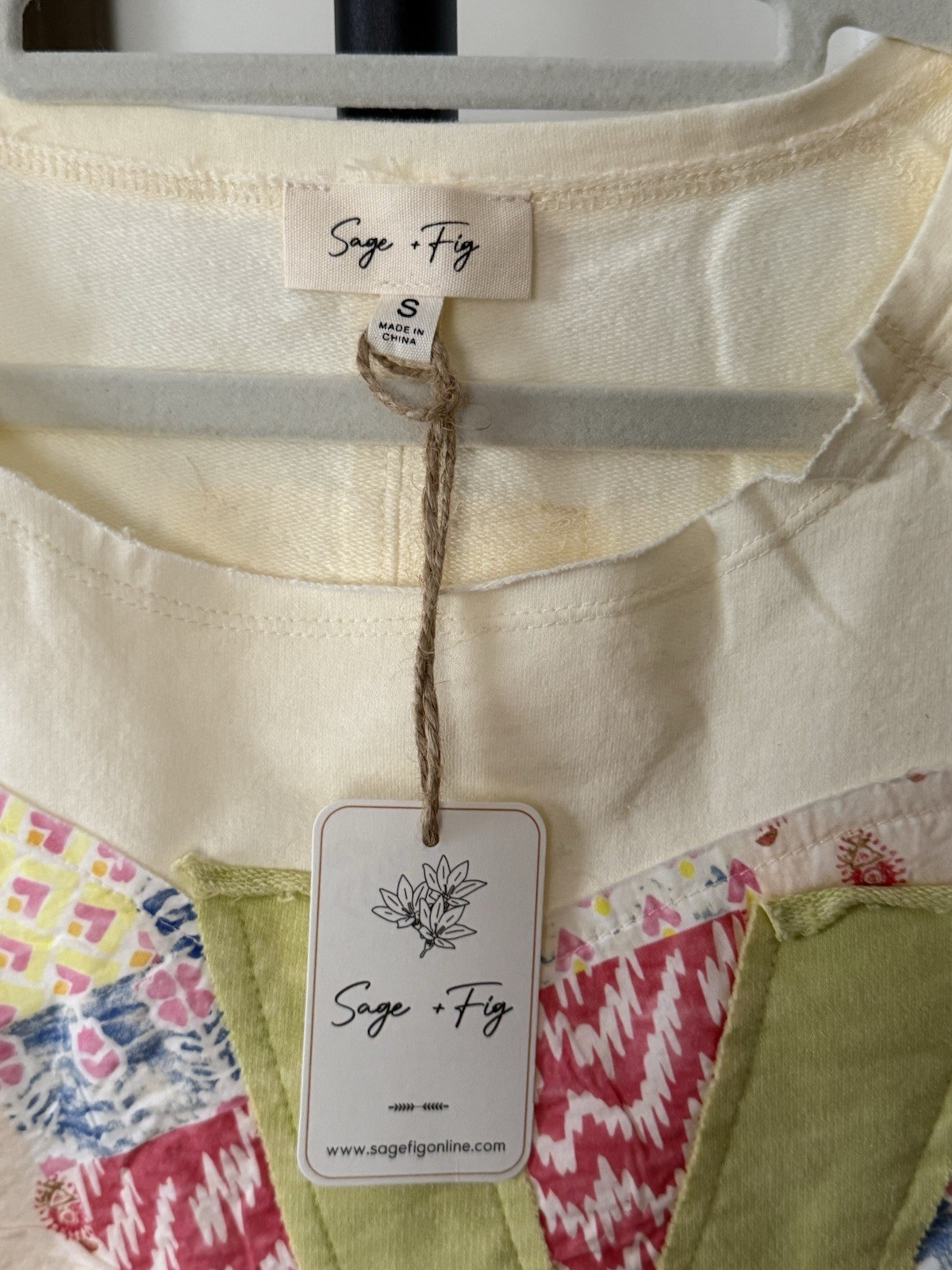 Sage + Fig Boho Patchwork Top NWT Size Small