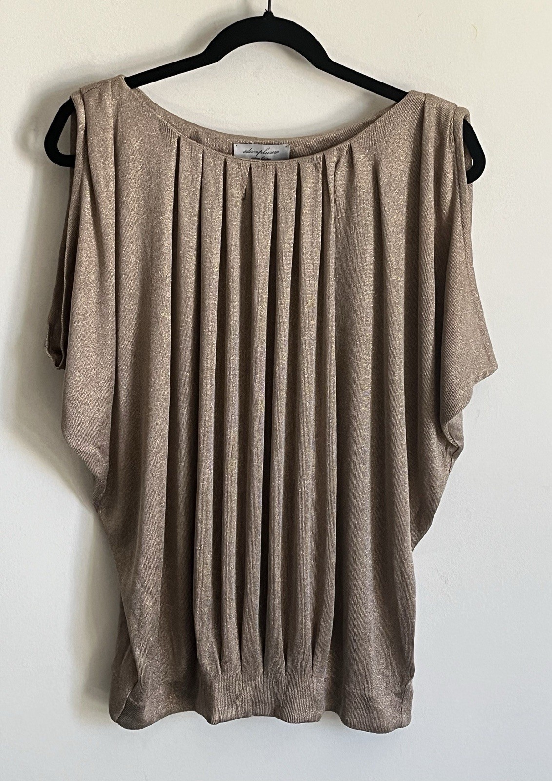 Adam Lippes Gorgeous Mettalic Gold Short Sleeve pullover Top Sz Med EUC