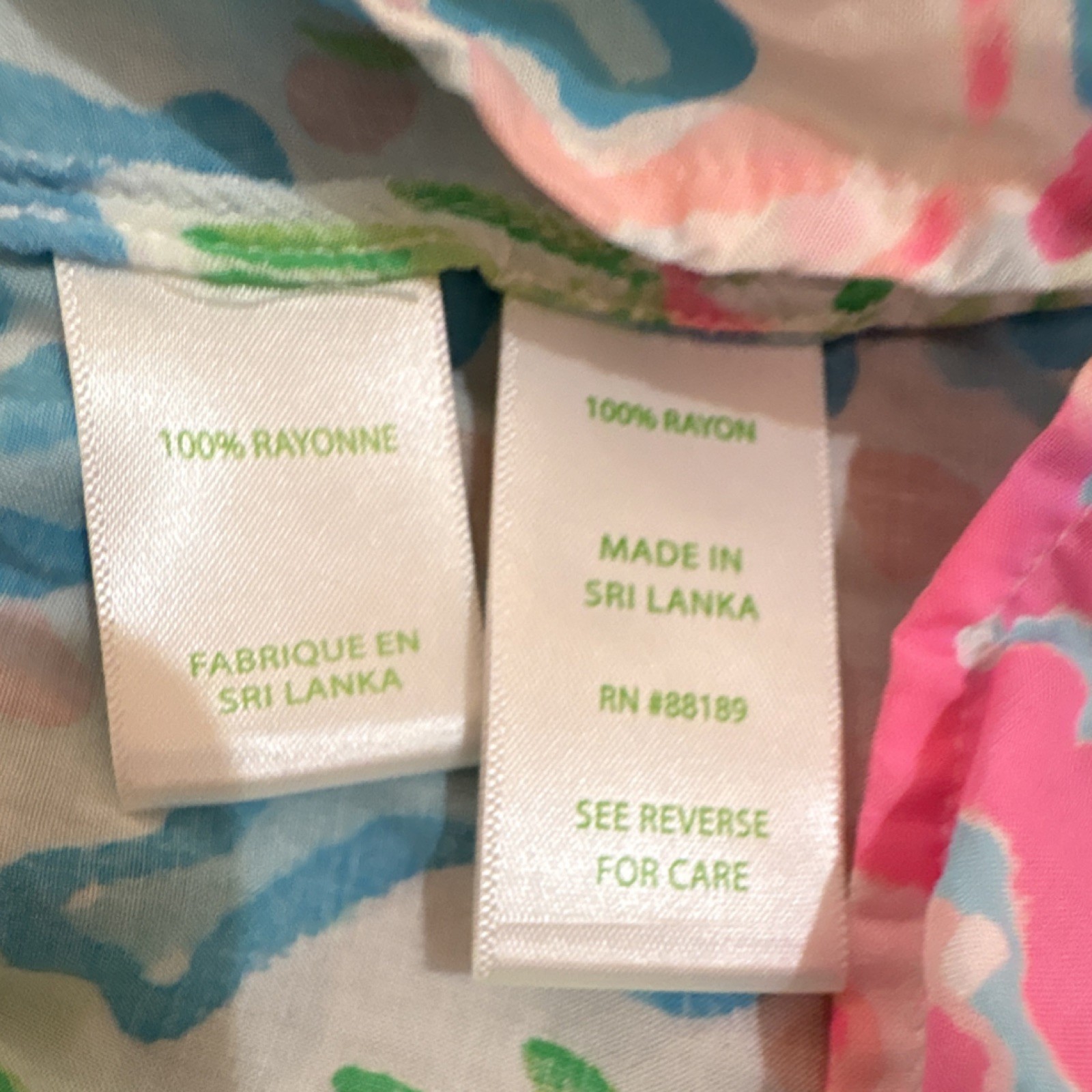Lilly Pulitzer 100% Rayon Floral Blue/Pink/Green Pullover Long Sleeve Blouse S