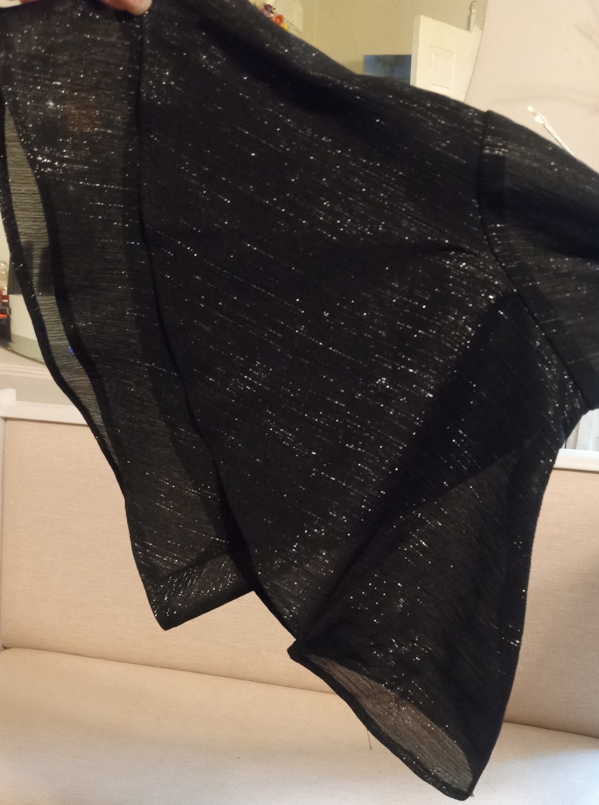 NWOT BCBGeneration Black Metallic Double Bell Sleeve Gothic Tunic Top Sz S- Tall